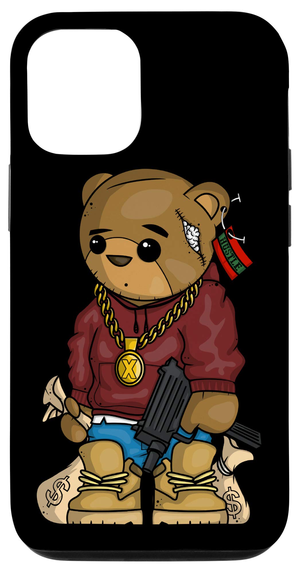 iPhone 12/12 Pro Case - Hip Hop Teddy Bear with Gun Design - Rap Music Lover Gift - Trendy Protective Phone Cover for Men & Women - Perfect for Concerts, Streetwear Fashion & Urban Lifestyle