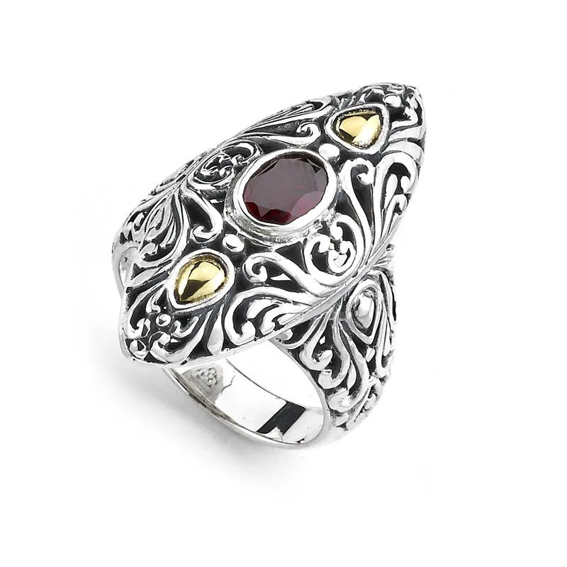 Elea Ring - Genuine Garnet Gemstone Women's Jewelry, Dainty Stackable Band for Everyday Wear, Gift for Her, Anniversary, Birthday, Valentine's Day