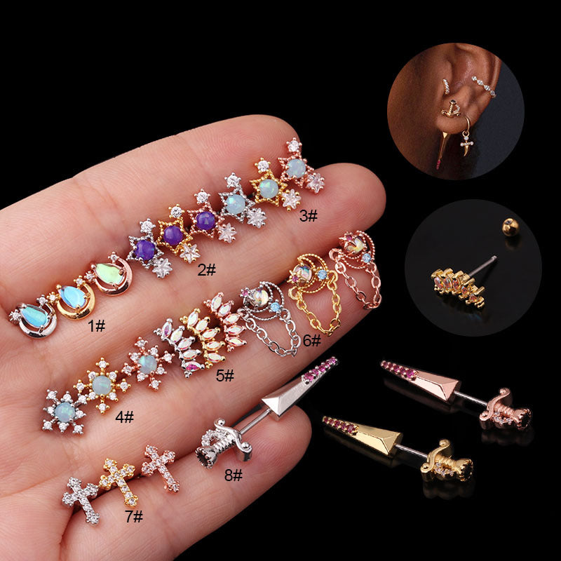 20G Moon Star Hypoallergenic Tragus Helix Studs - Surgical Steel Cartilage Earrings for Sensitive Ears | Perfect for Daily Wear, Piercing Jewelry Gift & Fashion Accessories