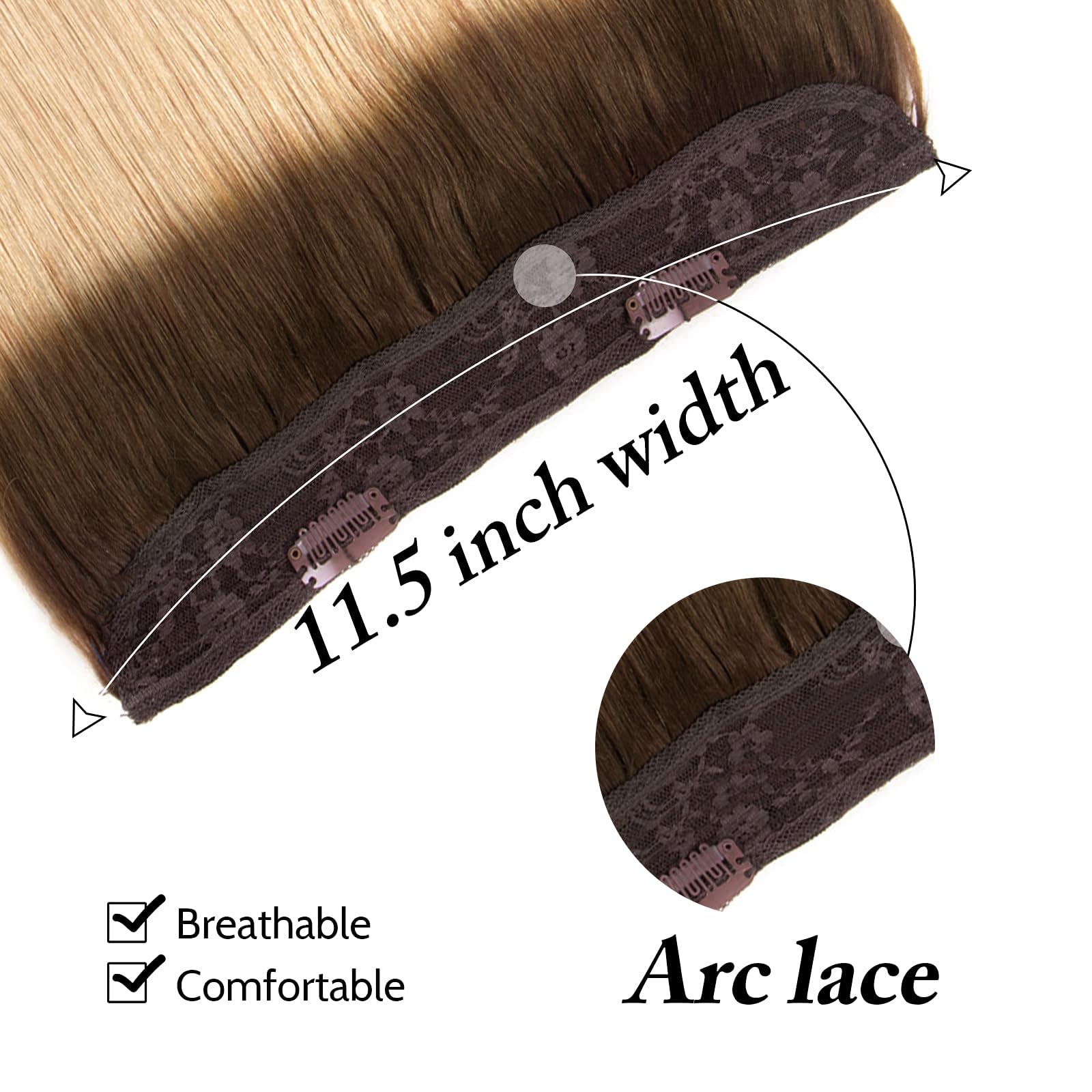 Tinashe 16-Inch Real Human Hair Straight Extensions - 90g Chocolate Brown to Caramel Blonde Ombre Invisible Wire Fish Line Clip-Ins for Volume & Length | Perfect for Daily Styling, Parties & Special Occasions