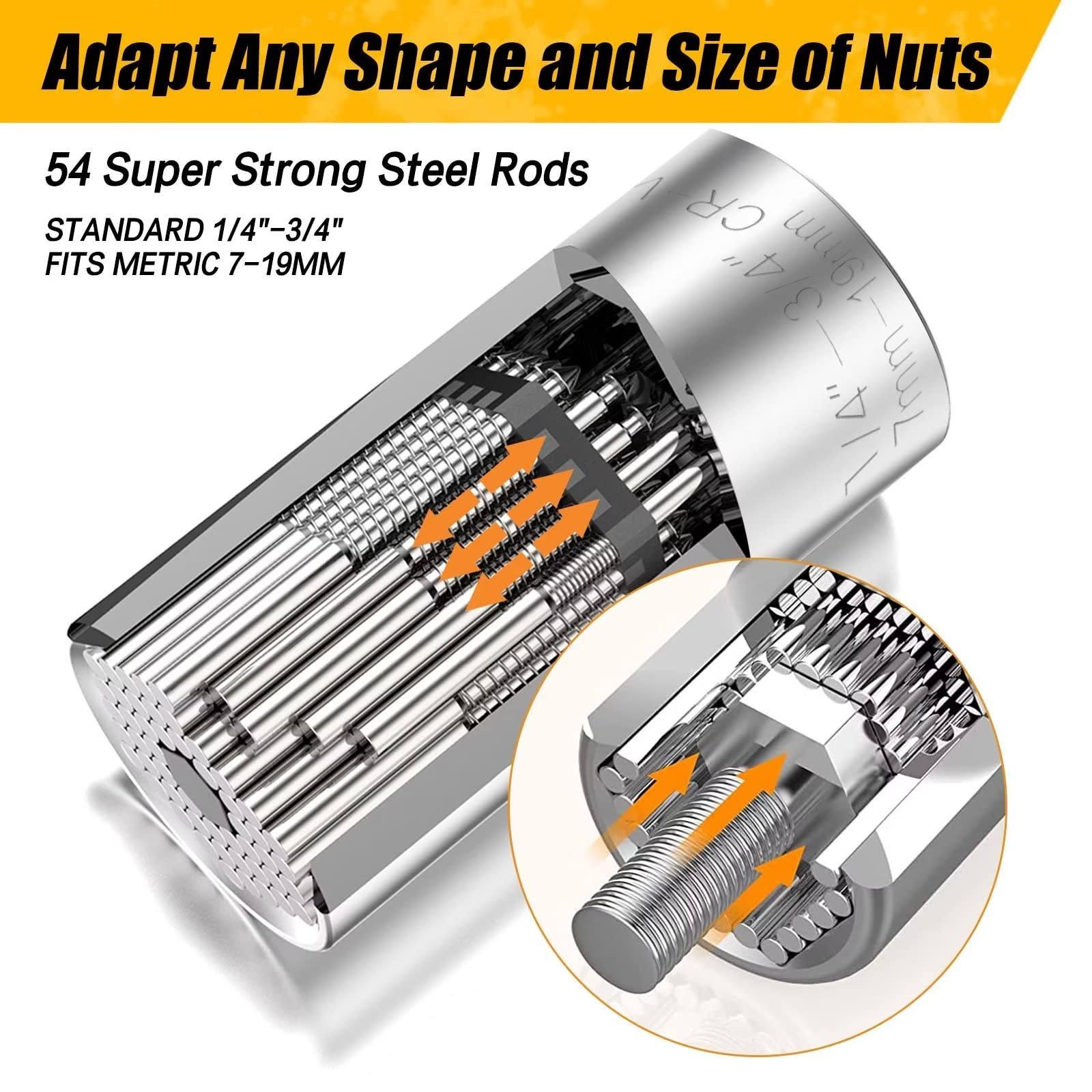 Valentine's Day Gifts for Men - Universal Socket Tool Set with Power Drill Adapter (7-19mm) - Perfect for DIY Projects, Car Repairs & Handyman Gifts - Birthday & Father's Day Present Ideas