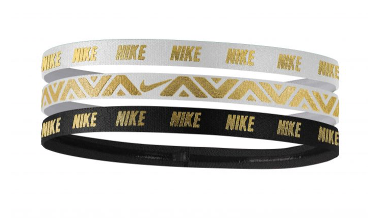 Nike Metallic Hairbands for Women - Black, White & Gold Hair Accessories for Sports, Workouts & Everyday Style