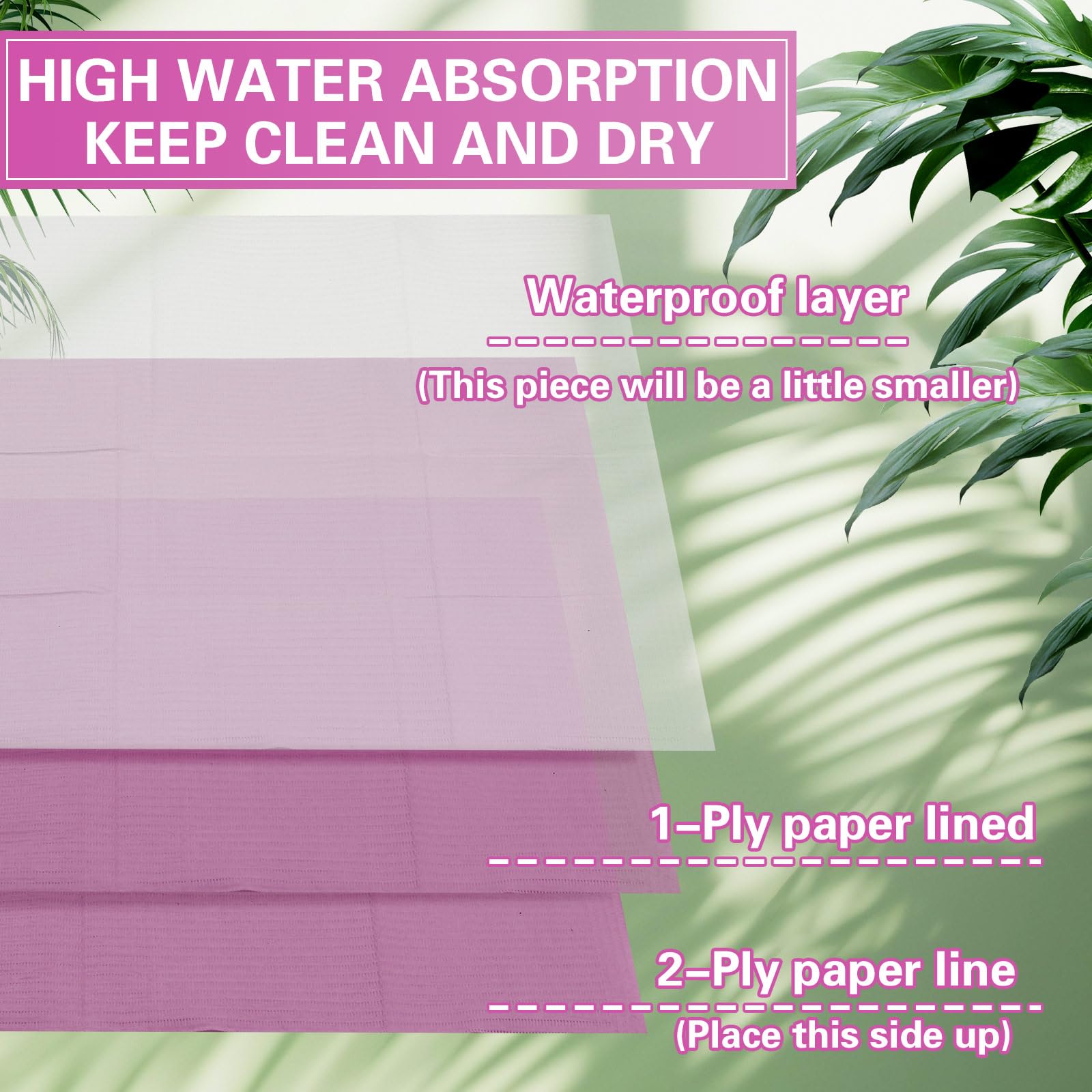 100-Pack Disposable Baby Changing Pad Liners - 2-Ply Waterproof Diaper Changing Station Refills for Commercial Restrooms & Home Use - Portable, Sanitary, Purple (Great for Daycares, Airports & Public Restrooms)
