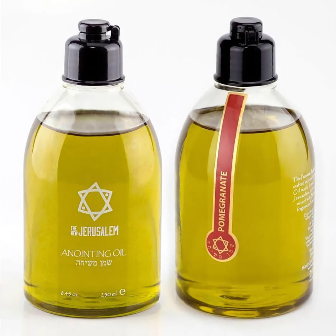 **Blessed Pomegranate Anointing Oil from Jerusalem – 8.45 Fl Oz Holy Spiritual Oil for Wedding Ceremony & Religious Use – Handmade with Natural Ingredients – Perfect for Prayer, Anointing & Spiritual Blessings**