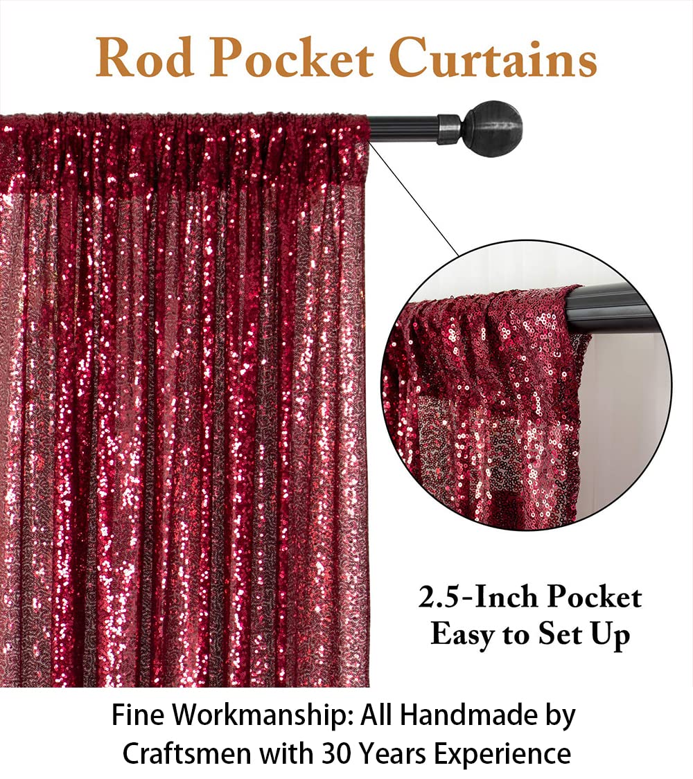 6x8ft Burgundy Sequin Sparkle Backdrop - Elegant Glitter Photo Booth Curtain for Weddings, Bridal Showers, Christmas Parties & Home Decor | ShiDianYi Premium Shimmer Window Drape