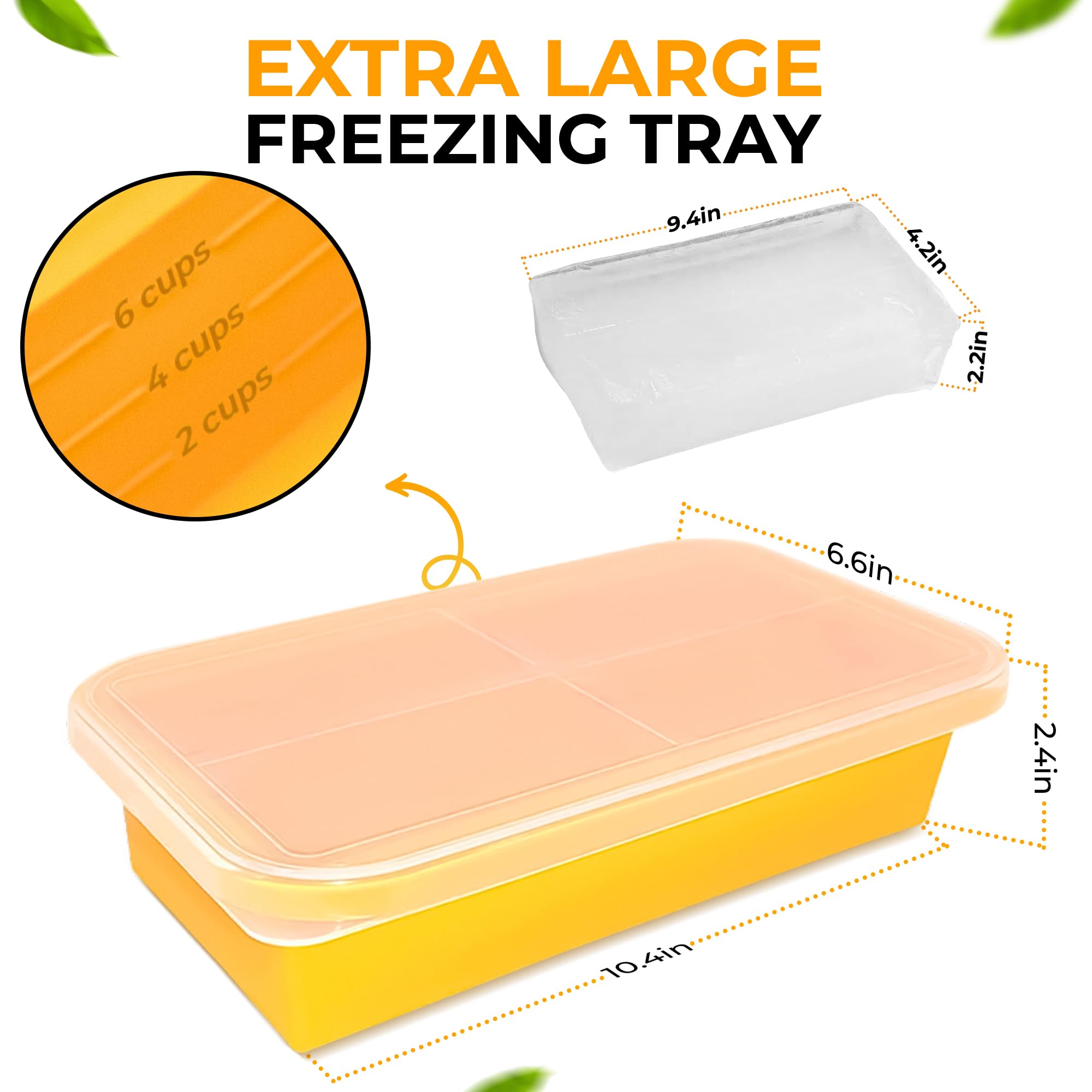 (2 Pack) 6 Cup BPA-Free Silicone Freezer Containers with Lids - Reusable Food Storage for Soup, Pasta Sauce, Leftovers & Broth | Measurement Lines | Perfect for Meal Prep, Freezing Liquids & Organizing Kitchen Storage