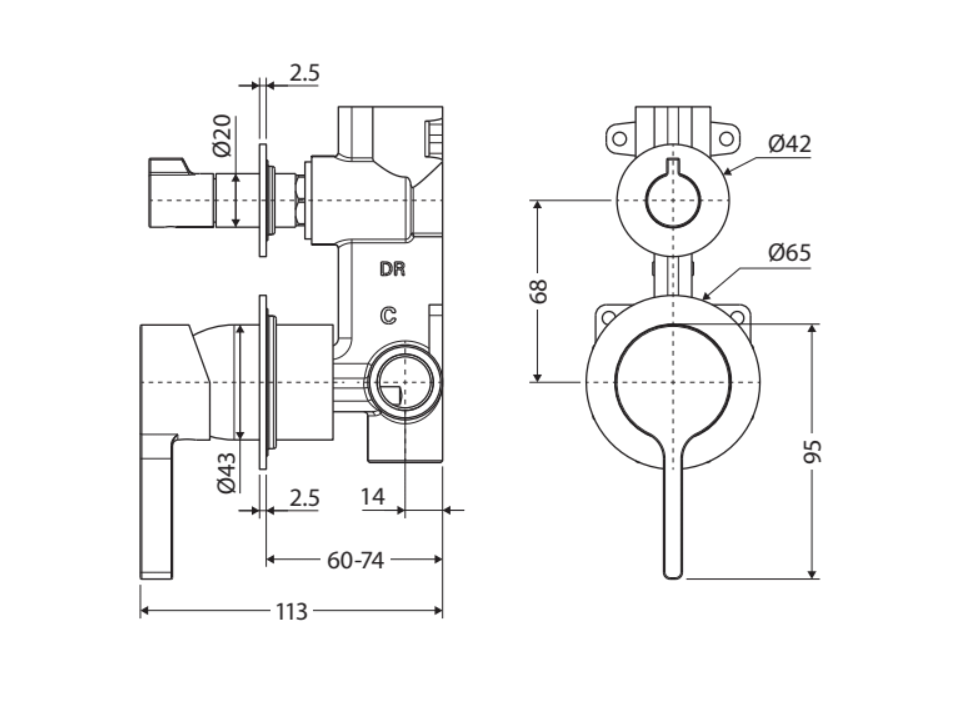 Fienza Sansa Small Round Plates Wall Diverter Mixer in Chrome - Perfect for Bathroom & Kitchen Faucet Installation