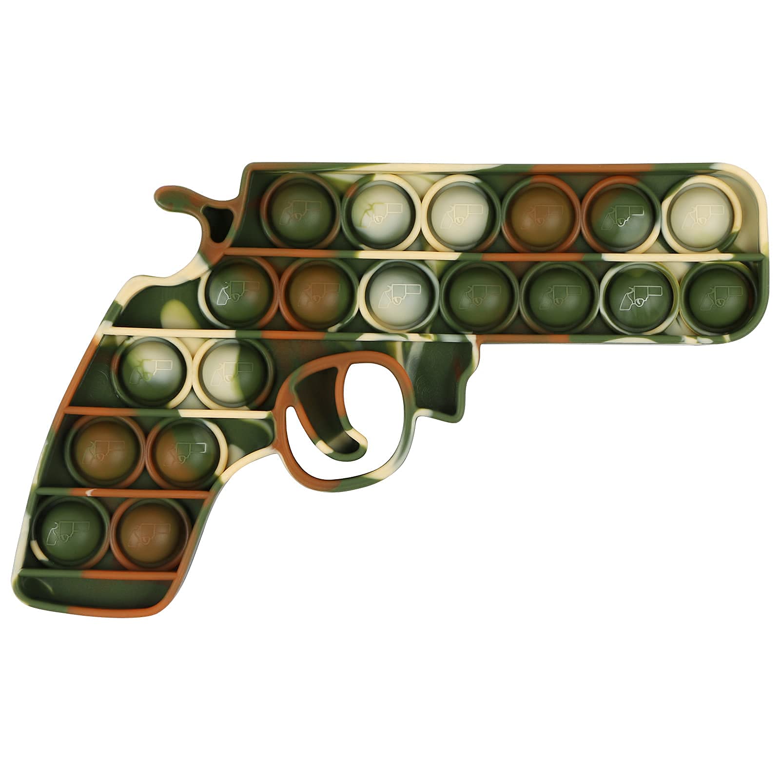 EVERMARKET Push Pop Bubbles Fidget Sensory Toy - Stress Reliever & Anxiety Relief Tool for Kids & Adults with ADHD Autism | Silicone Bubble Popper Squeeze Toy | Fun Educational Popping Game (Camouflage Toy Gun) - Perfect for Classroom, Office & Travel Stress Relief