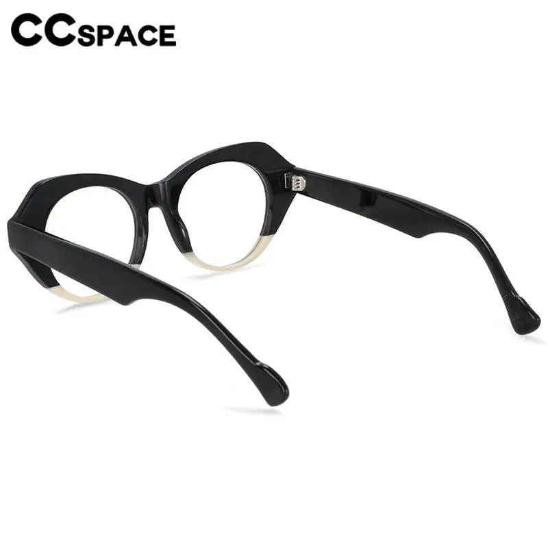 CCspace Unisex Full Rim Oval Acetate Eyeglasses Frame 57204 - Lightweight & Durable for Work, Reading & Fashion