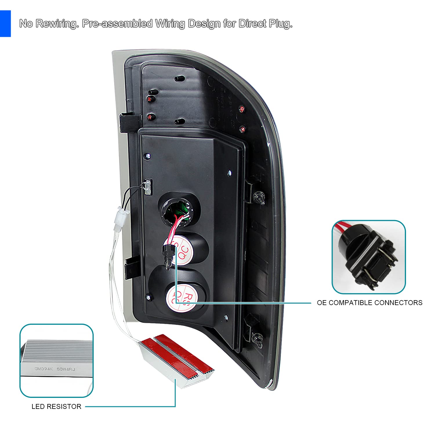 Spec-D Tuning LED Smoke Tail Lights for 2007-2013 Chevy Silverado 1500/2500/3500 - Left & Right Pair Assembly - Upgrade Your Truck's Style & Visibility for Night Driving & Off-Road Adventures