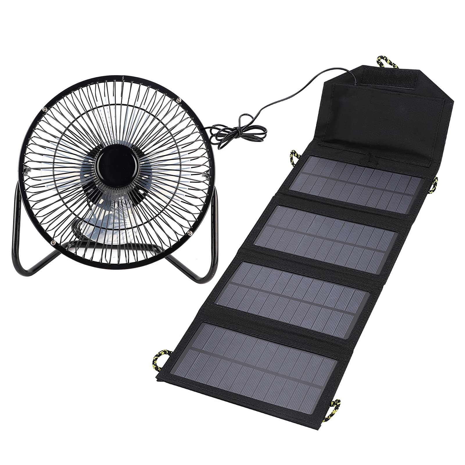 Keenso 7W Solar Powered Fan with 5.5V Solar Panel - Portable Outdoor Camping Fan, USB Phone Charger & Emergency Power Supply - Perfect for Camping, Hiking, Backyard, and Power Outages