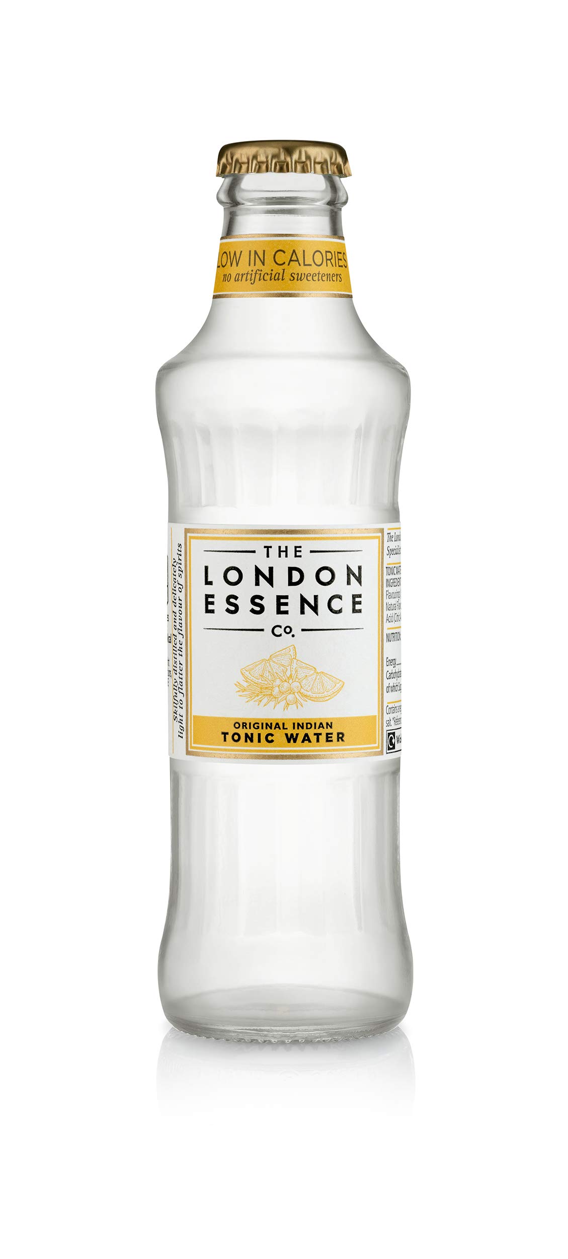 London Essence Company Original Indian Tonic Water - Premium Mixer for Gin, Vodka & Cocktails - No Artificial Colors, Preservatives or Flavors - Low Calorie - 200ml Glass Bottles (Pack of 24) - Perfect for Home Bars, Parties & Gifts
