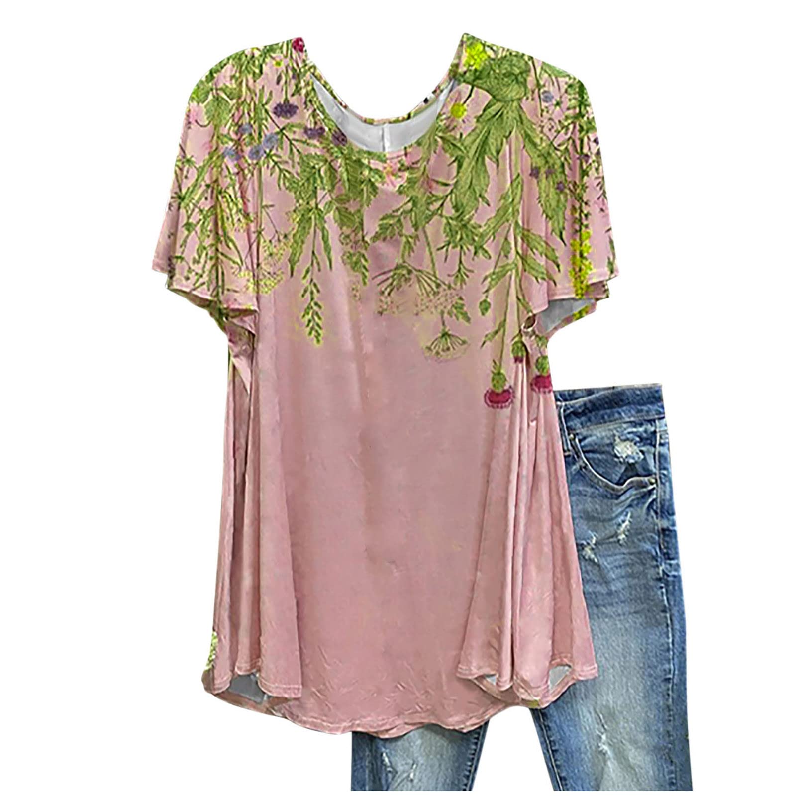 Stylish Women's Summer Tops - Floral Print Short Sleeve Tunic Blouses & Crew Neck T-Shirts | Casual Outfits for Beach, Vacation & Everyday Wear