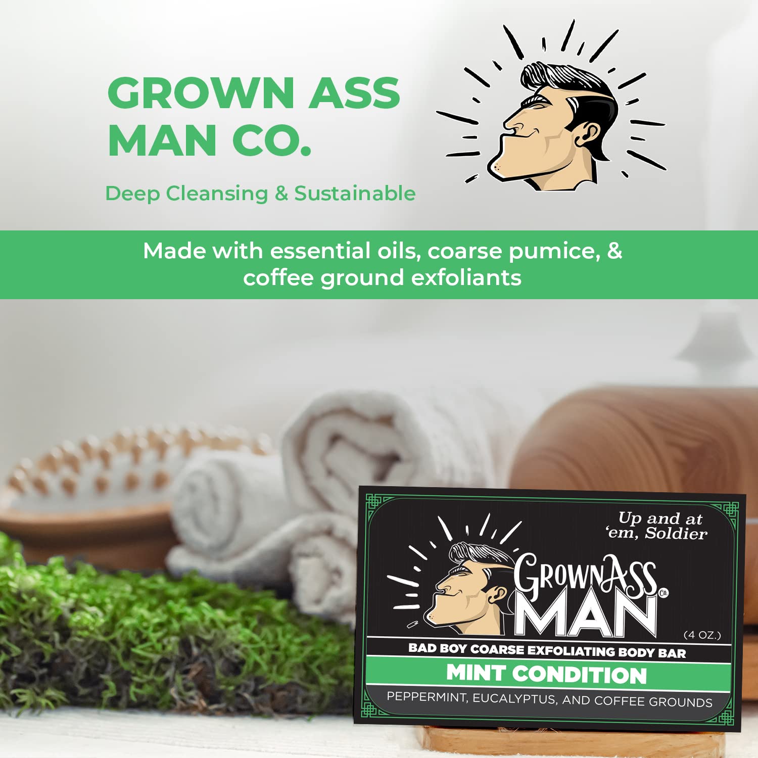 Natural Mint Exfoliating Body Scrub Bar - 3 Pack for Smooth Skin | Deep Cleansing & Dead Skin Removal | Perfect for Shower, Spa & Self-Care Routine
