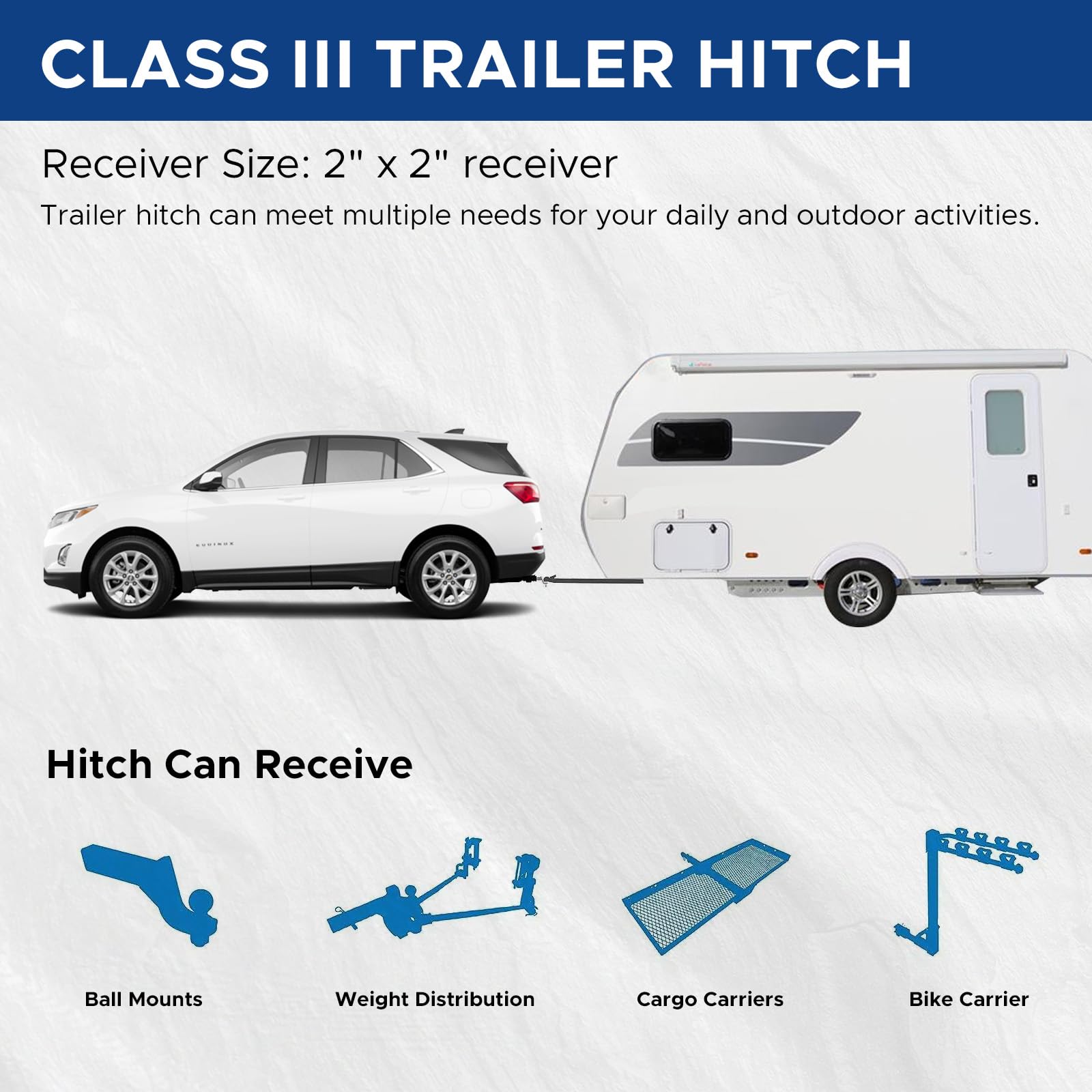 2018-2025 Chevy Equinox & 2018-2024 GMC Terrain Trailer Hitch - Class 3 Towing Receiver 2