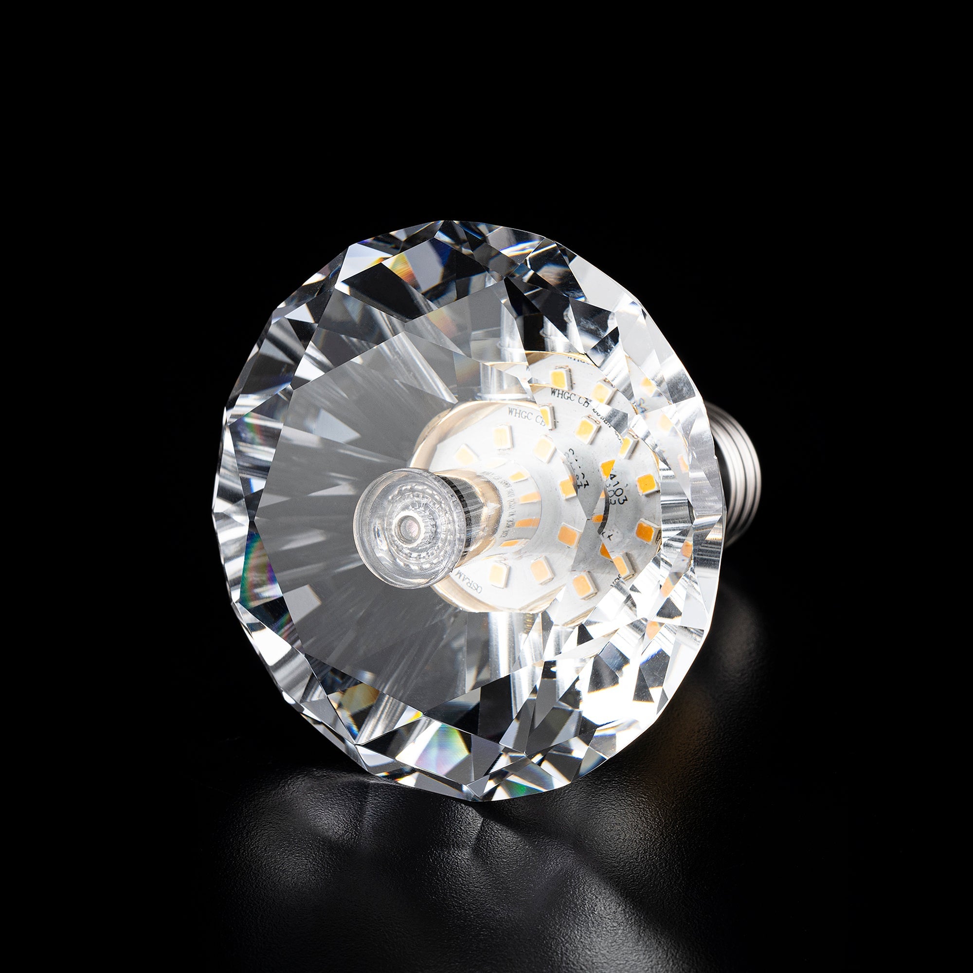 Premium Round Diamond Crystal LED Light Bulb - Large Size, Energy Efficient, Warm White Light - Perfect for Chandeliers, Ceiling Fixtures & Home Decor Lighting
