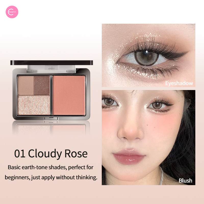 CCSHEER 4-in-1 Mini Eye & Cheek Palette - Travel-Friendly Makeup Set for Eyeshadow & Blush - Perfect for Everyday Use, Travel, and On-the-Go Touch Ups