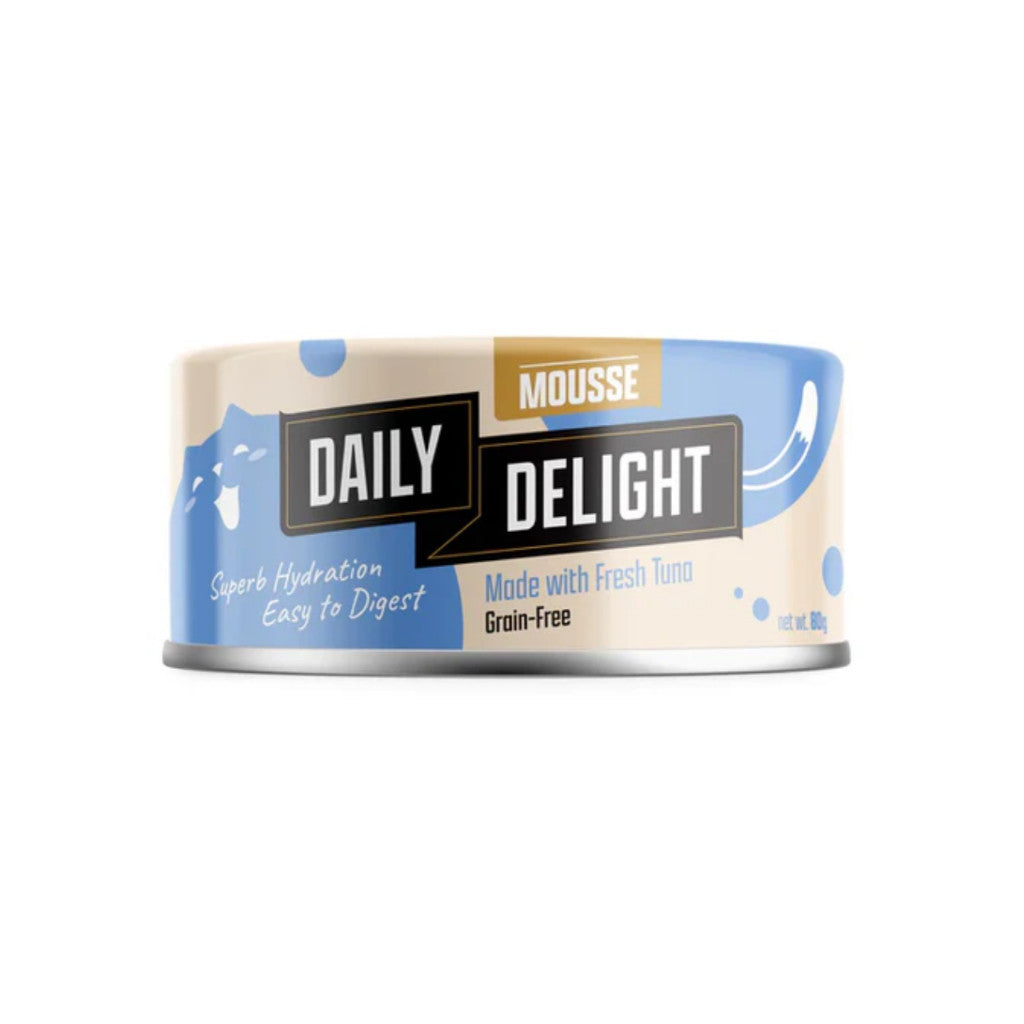 24-Pack Daily Delight Grain-Free Mousse Wet Cat Food - 70g/80g Pouch, Healthy & Easy to Digest for Super Hydration - Perfect for Kittens, Adult & Senior Cats - Great for Travel, Mealtime & Hydration Boost