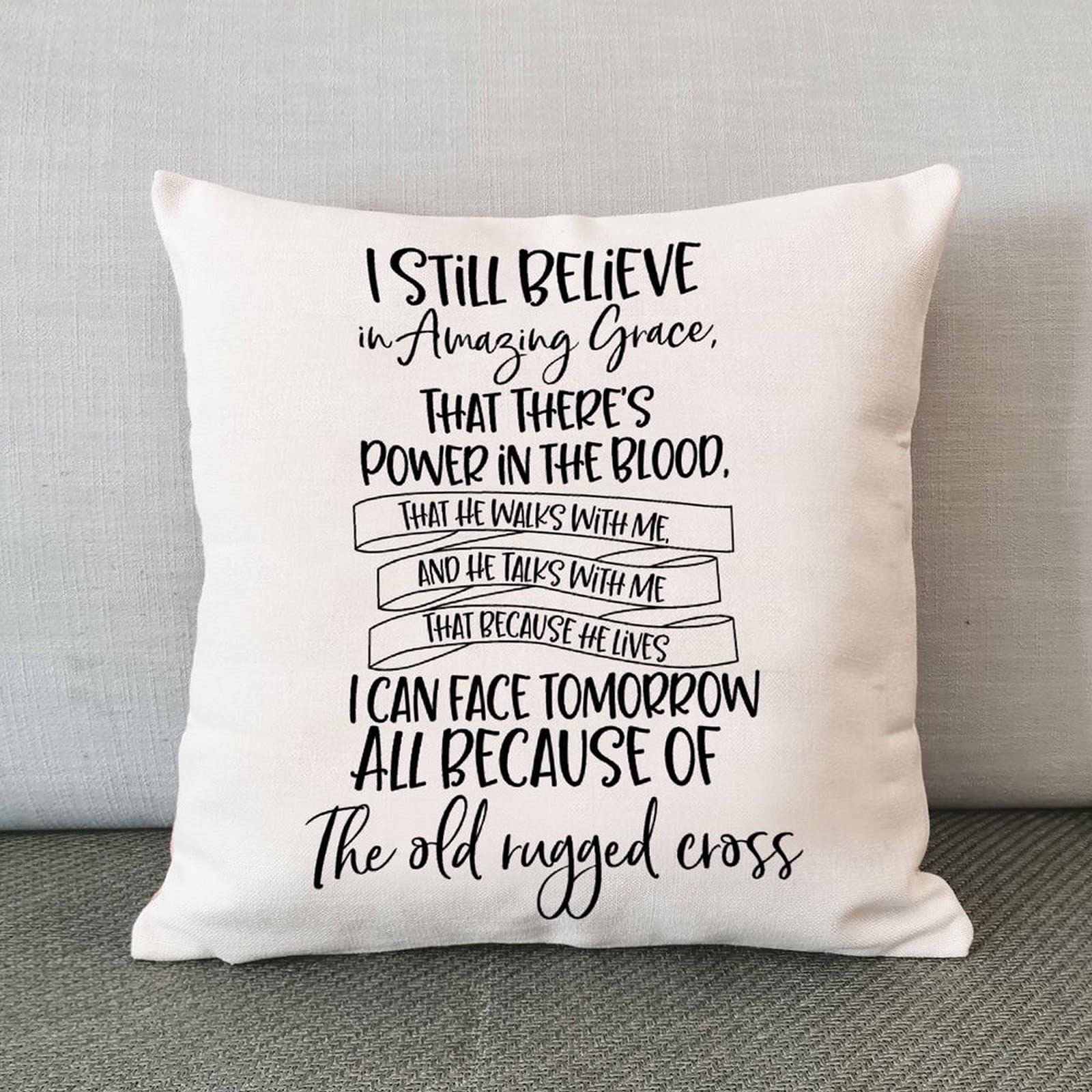 Amazing Grace Bible Quotes Christmas Pillow Cover - Religious Christian Home Decor with Inspirational Bible Verses - Perfect for Sofa, Couch, Holiday Decor & Birthday Gifts