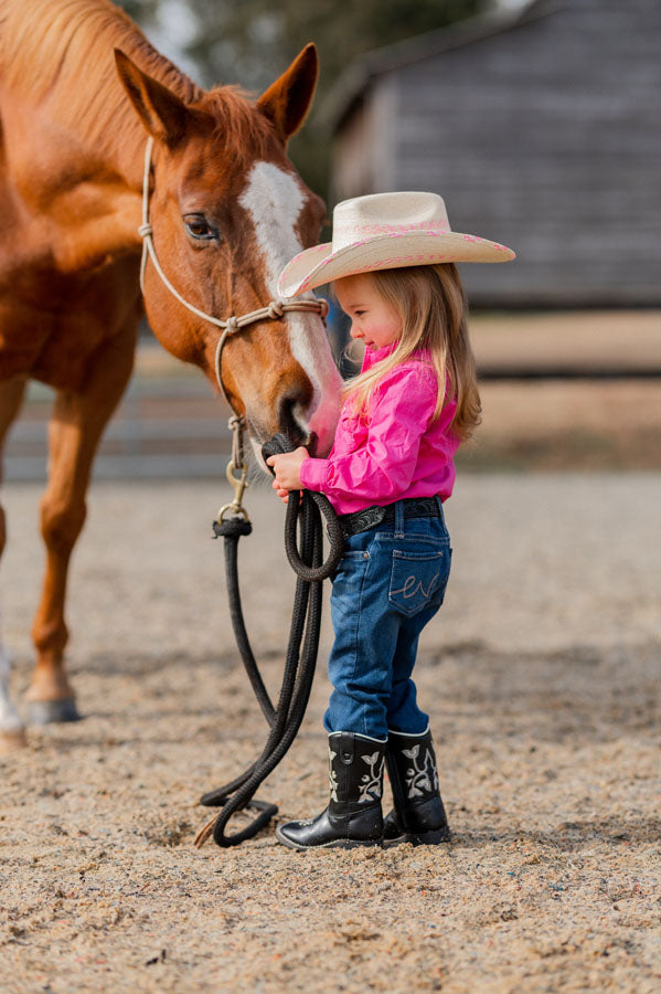 TuffRider Toddler Black Floral Western Boots for Girls - Comfortable Cowboy Boots for Kids - Perfect for Rodeo, Dress Up & Western Themed Parties