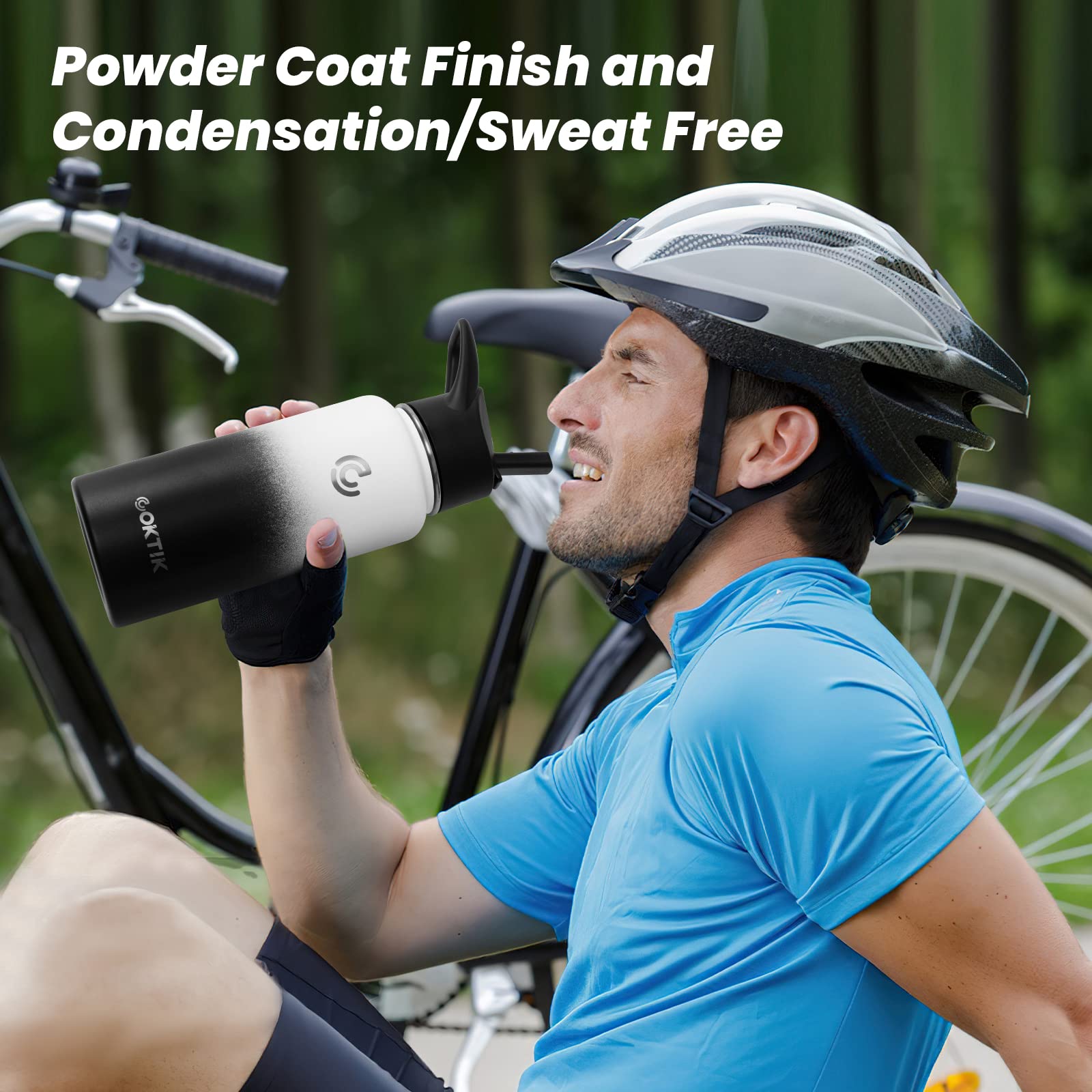 32 oz Stainless Steel Vacuum Insulated Sports Water Bottle with Straw & 2 Lids - Leakproof, Lightweight, Keeps Drinks Cold 24H/Hot 12H - Perfect for Gym, Hiking, Running, Cycling, Workout & Outdoor Activities