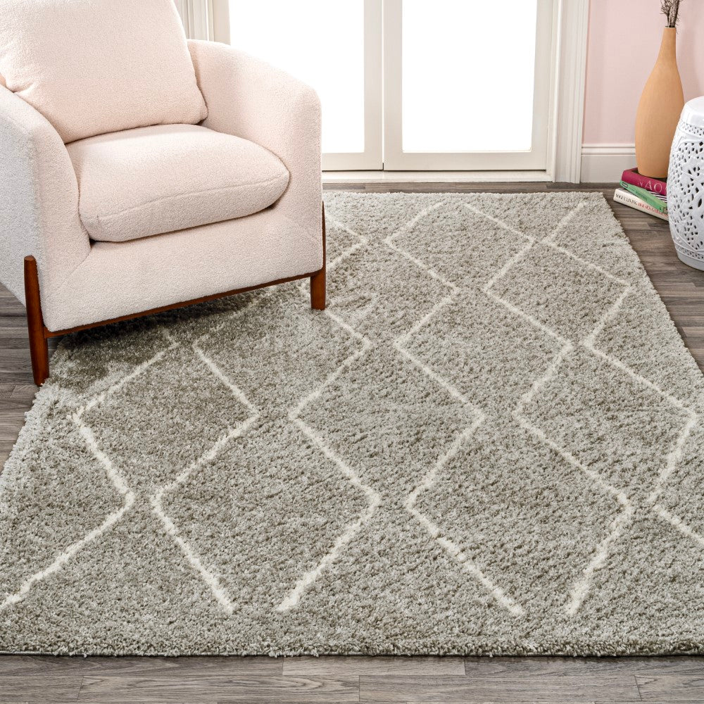 Catala Moroccan Diamond Shag Area Rug - Soft Plush Modern Boho Living Room Carpet for Bedroom, Dorm & Nursery Decor