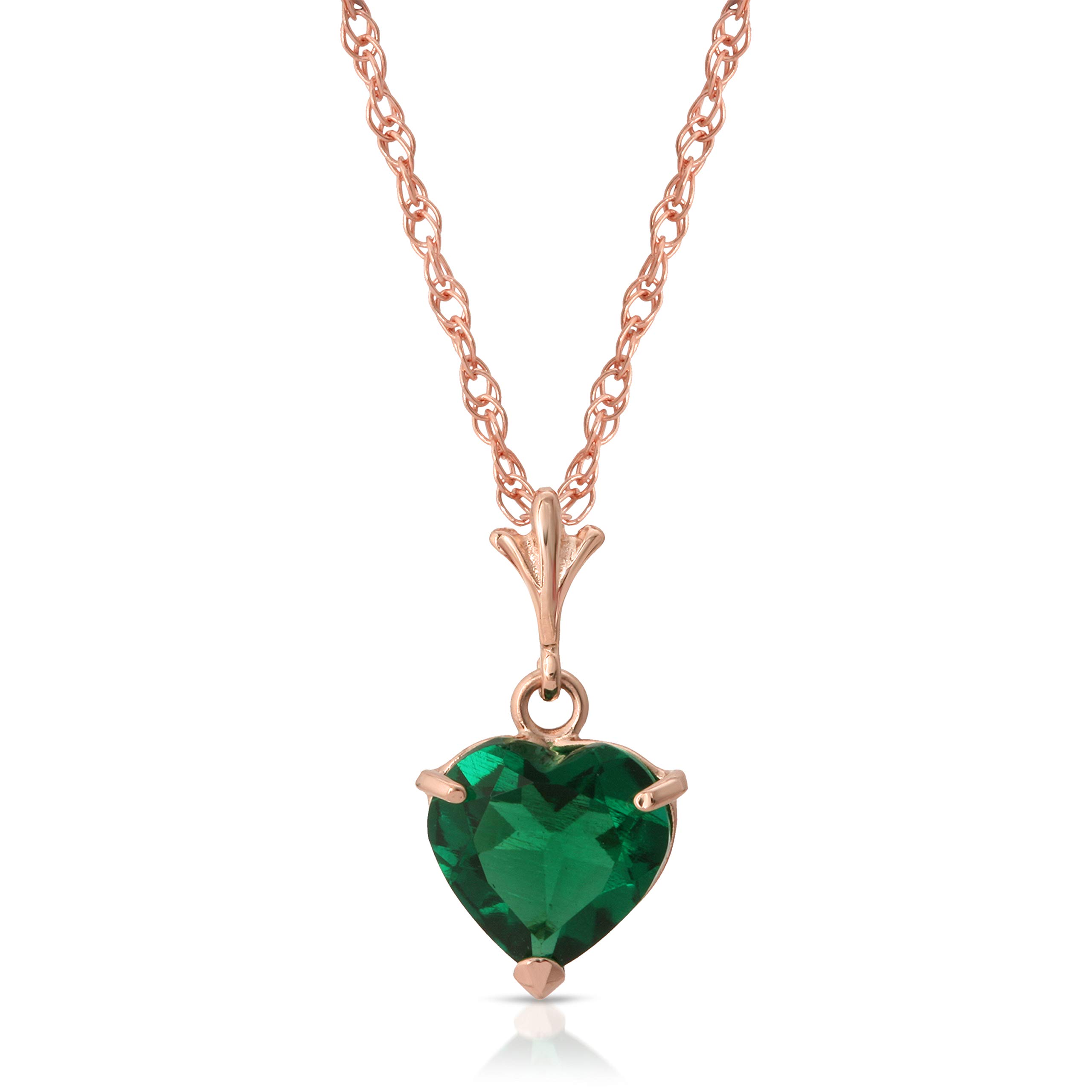 14K Solid Rose Gold Lab-Grown Heart Emerald Necklace & Earring Set - AAA Grade Jewelry for Women | Valentine's Day Gift, Anniversary Present, Bridal Party Accessories