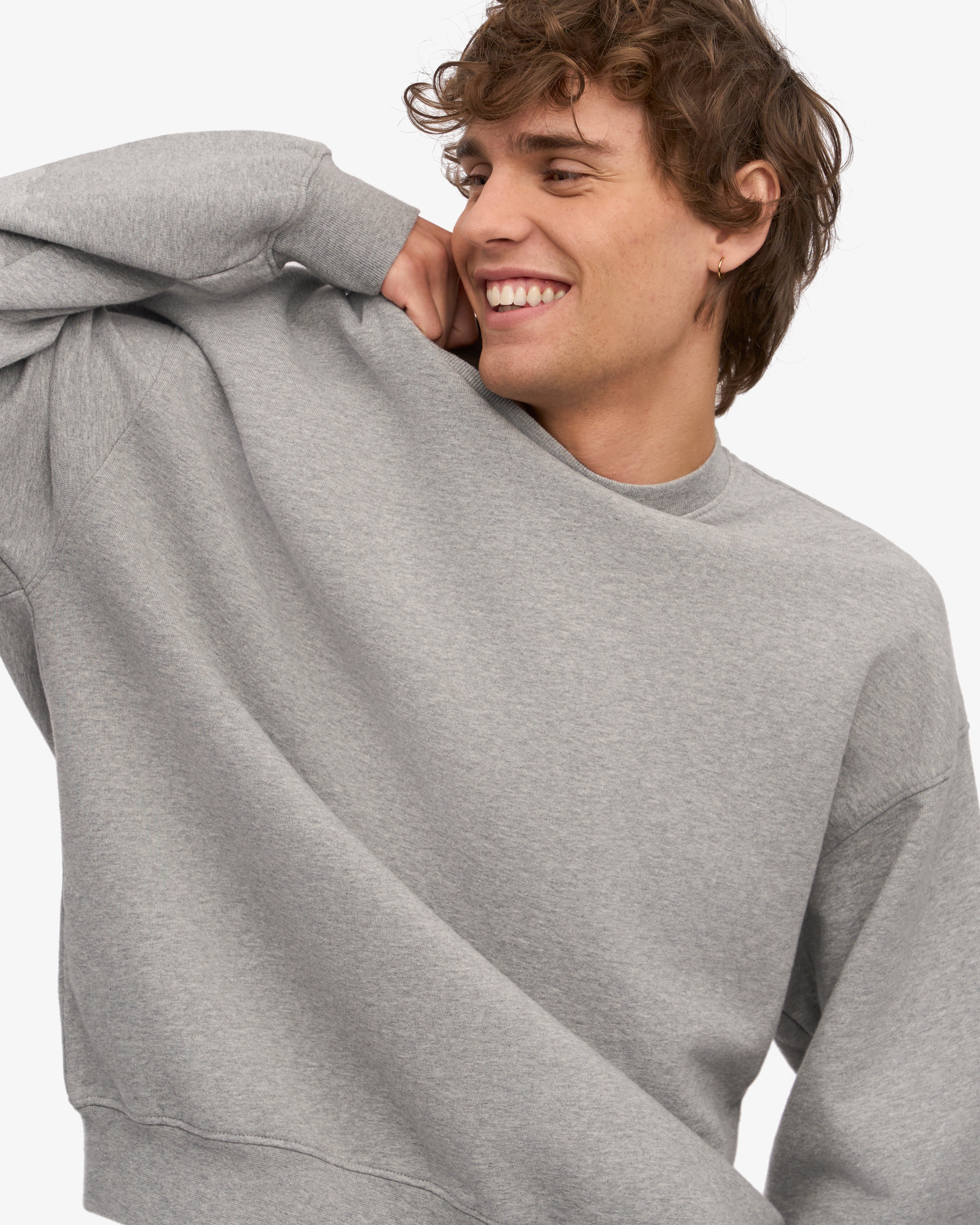 Organic Oversized Crewneck Sweatshirt for Women - Soft Heather Grey Cotton Pullover - Cozy Loungewear & Casual Outfit Essential