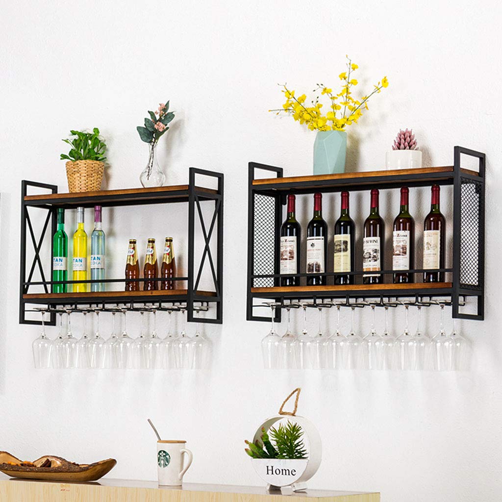 Wall Mounted Wine Rack & Glass Holder - 12 Bottle Capacity with Cork Storage - Space Saving Wine Shelf for Kitchen, Bar, Dining Room - Holds Red, White & Champagne Bottles - Rustic Wood Design for Home Decor