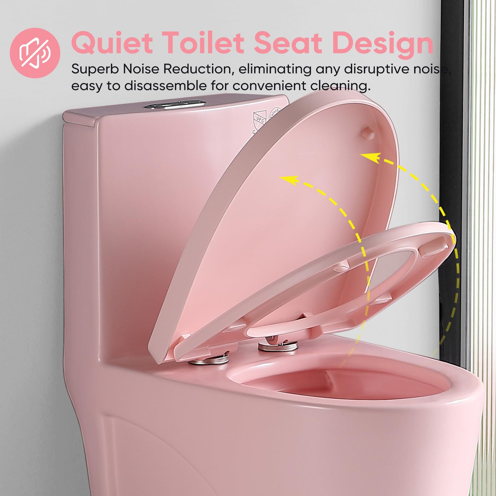 **Pink Elongated Dual Flush Toilet - 1/1.6 GPF, Soft Close Seat, 15.5