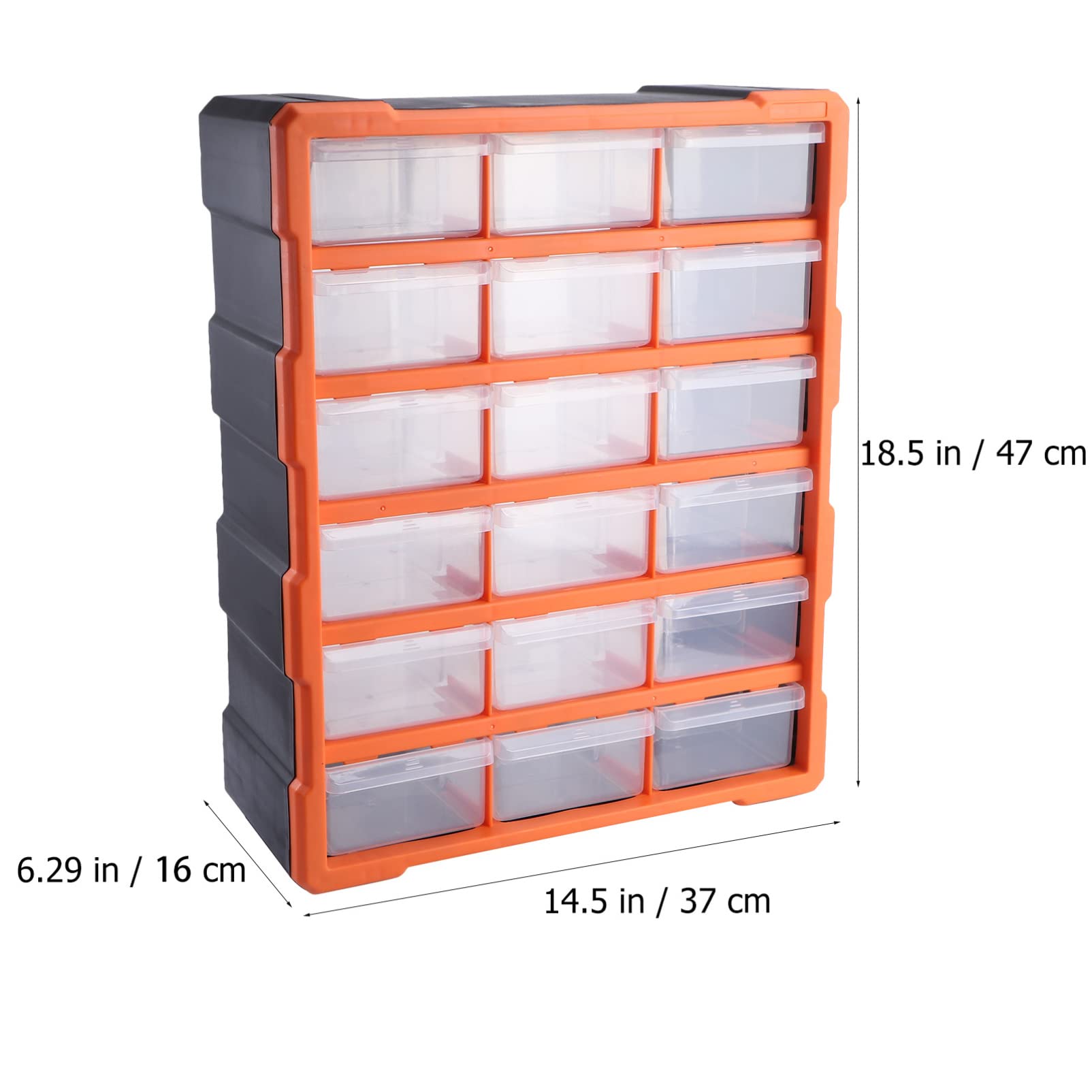 GANAZONO 18-Drawer Plastic Storage Cabinet for Hardware, Crafts & Small Parts - Orange | Organize DIY Supplies, Beads, Nails, Screws & More | Perfect for Workshops, Craft Rooms & Garages
