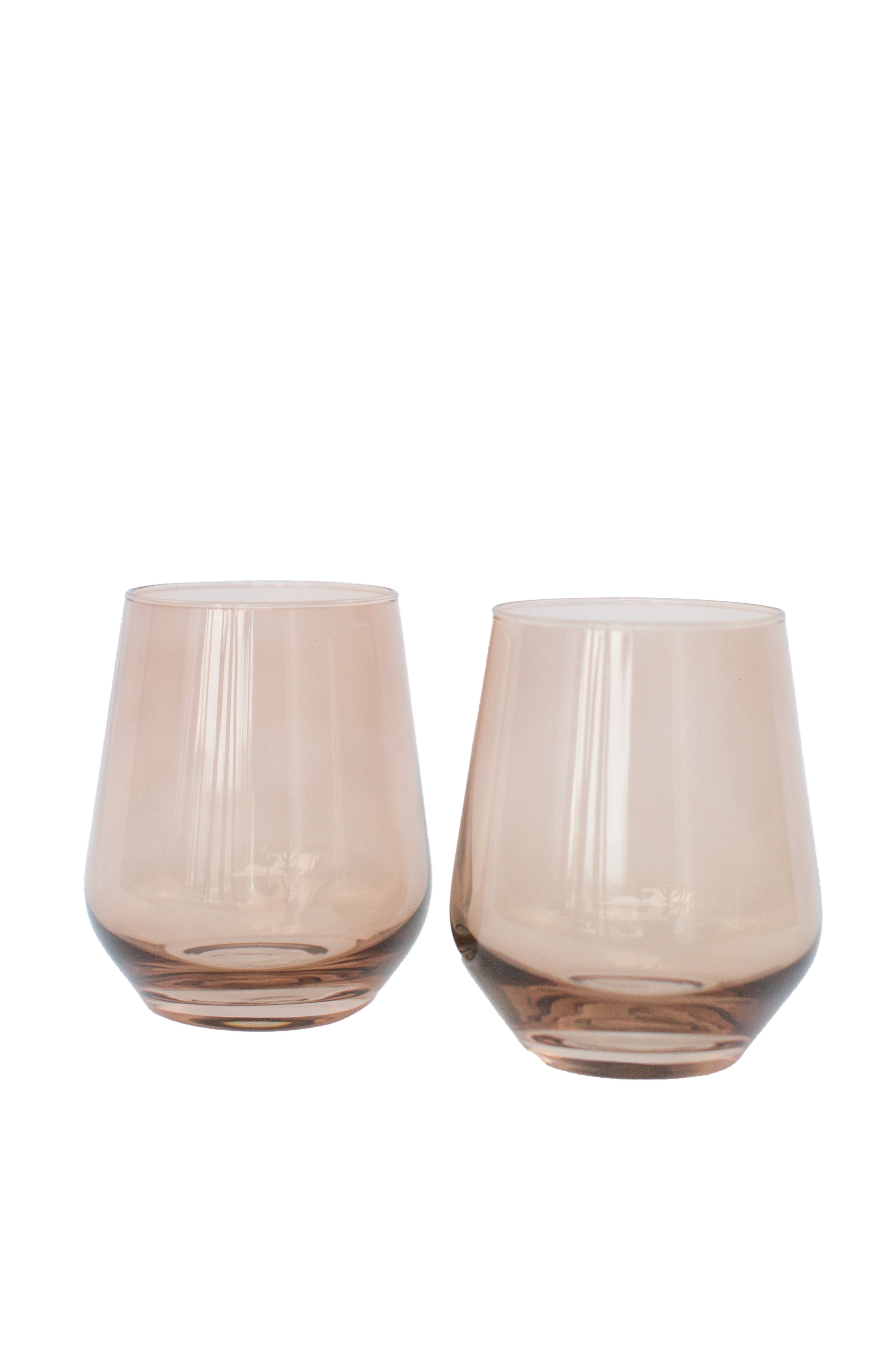 Premium Estelle Colored Wine Glasses Set of 6 - Stemless, Shatter-Resistant, Mocha Mousse (Amber Smoke) - Perfect for Parties, Weddings, and Home Entertaining