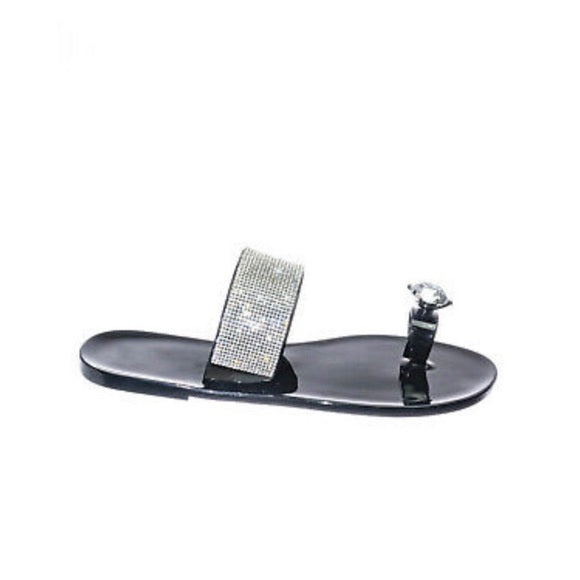 Joselyn Diamond Single Toe Sandals for Women - Elegant Rhinestone Summer Flip Flops - Comfortable Beach Wedding Bridal Party Shoes for Outdoor Vacation & Date Night