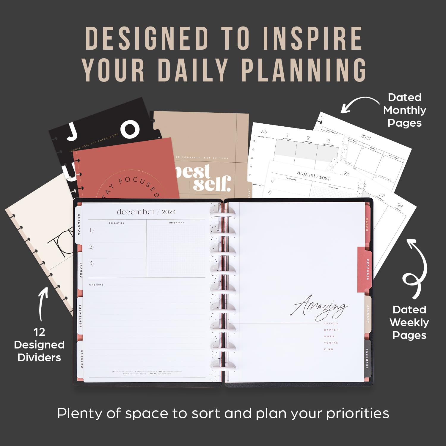 Happy Planner Disc-Bound 12-Month Academic Planner (July 2024–June 2025) - Classic Size 7