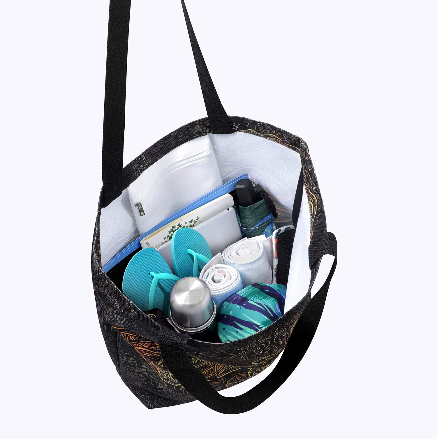Stylish Print Extra Large Shoulder Tote Bag for Women - Beach Travel, Weekender, Gym, Grocery Shopping - Durable & Spacious Carryall for Work, School, Vacation & Everyday Use