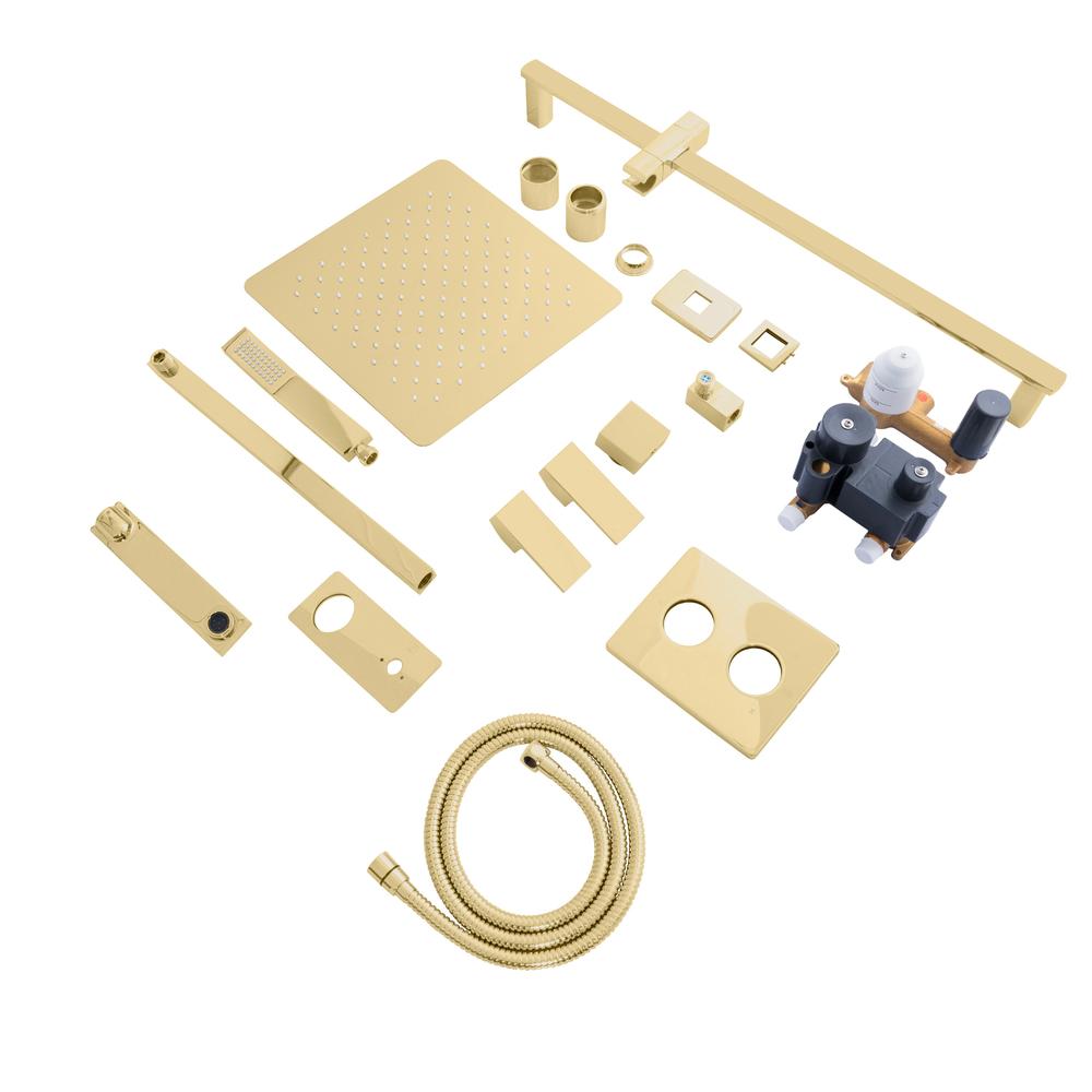 ZLINE Bliss Rainfall Shower System - 12 Inch Oversized Shower Head in Polished Gold (BLS SHS12 PG) - Luxury Bathroom Upgrade for Spa-Like Experience