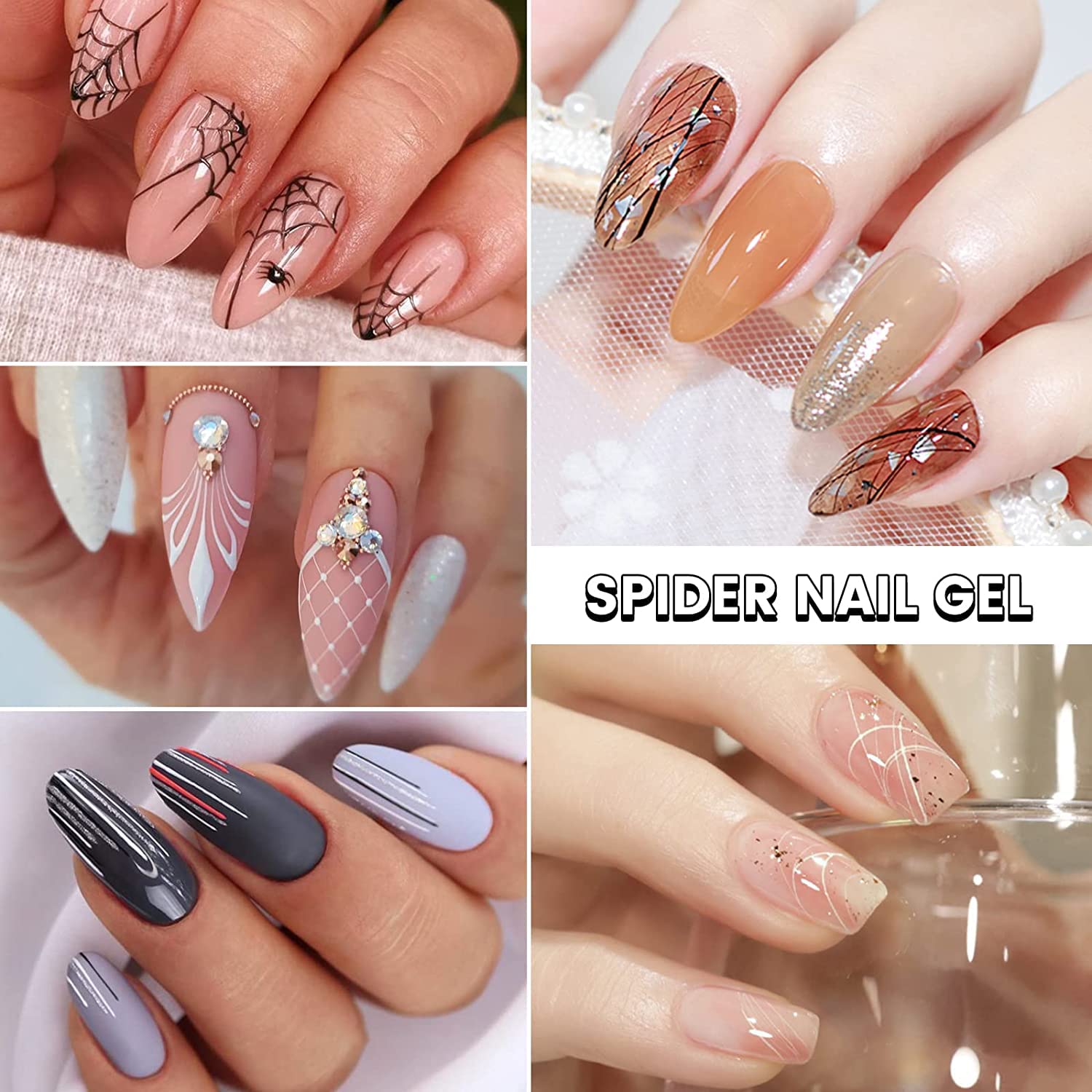 D.B.Z. ® Silver Spider Gel Polish Kit - UV LED Nail Art Paint with Thin Brush for Professional Spider Web Designs | Perfect for Salon, Home Manicure & Nail Art Enthusiasts
