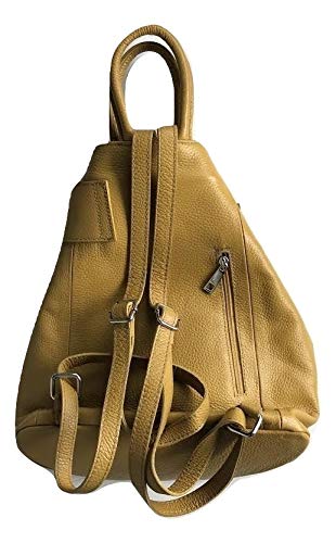 Stella Convertible Leather Backpack Purse for Women - Stylish Dark Mustard Yellow Travel Tote Bag | Perfect for Work, School & Weekend Getaways