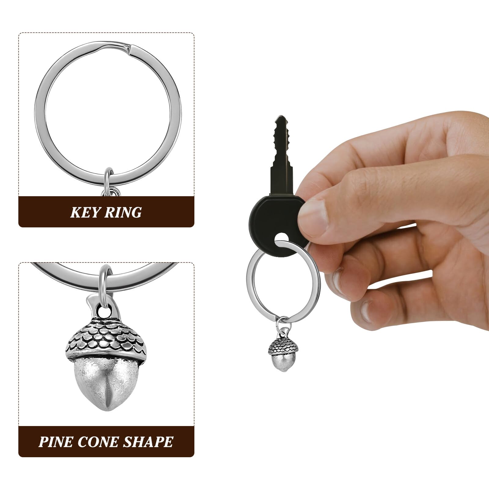 Amosfun 2Pcs Cute Squirrel Keychain Set with Pine Cone Charm - Matching Couple Keychains for Christmas, Anniversary, Valentine's Day & Birthday Gifts - Perfect for Couples, Friends & Family