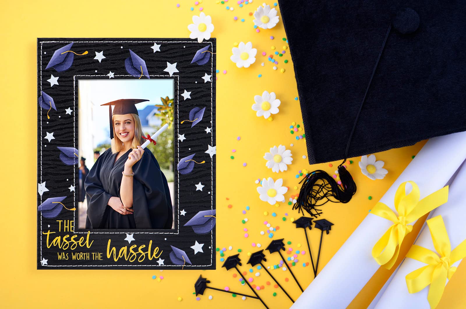 WhatSign 2025 Graduation Picture Frame - 4x6 Wood High School Graduation Photo Frame with Personalized Engraving | Perfect Graduation Gift for Daughter, Son, Granddaughter, Grandson | Display Graduation Memories in Living Room, Bedroom or Office Decor