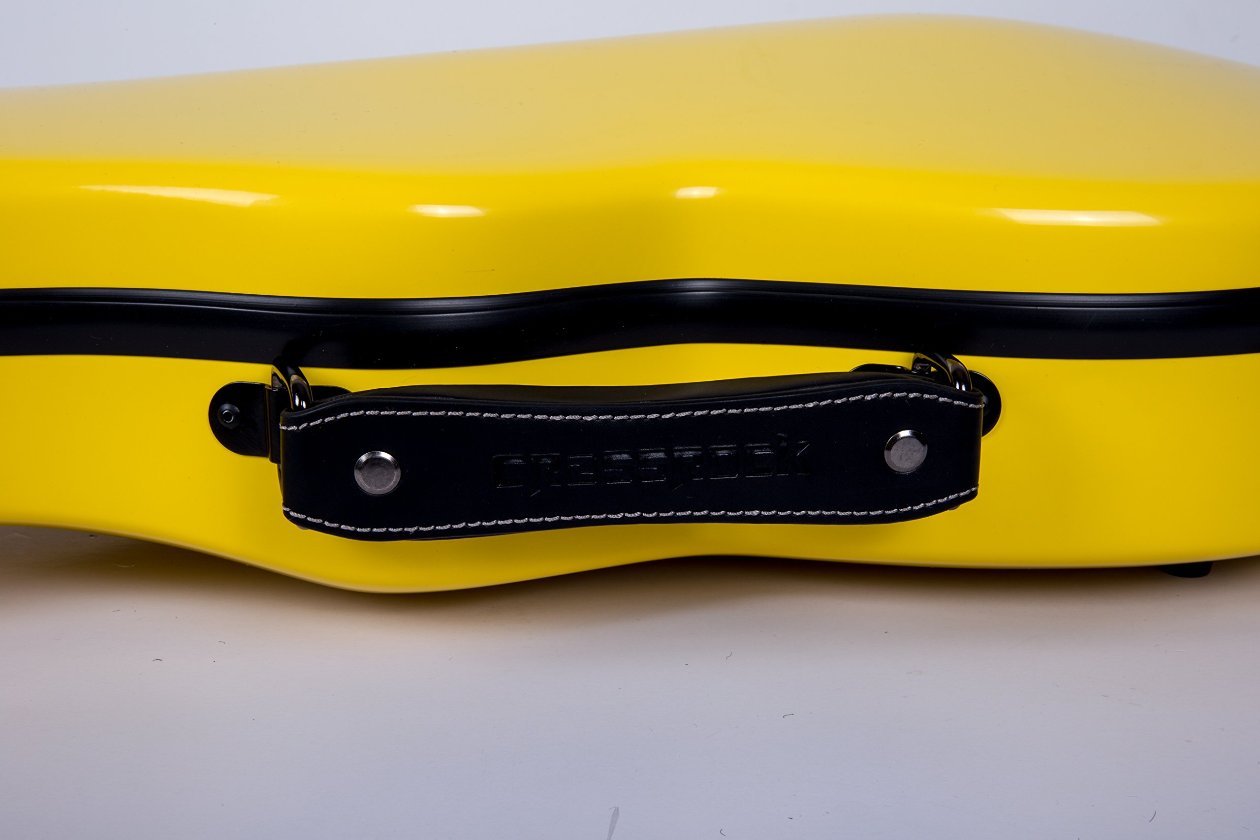 Crossrock F Style & A Style Mandolin Hard-Shell Fiberglass Case with Padded Backpack Straps - Yellow | Durable Protection for Travel, Performances & Storage