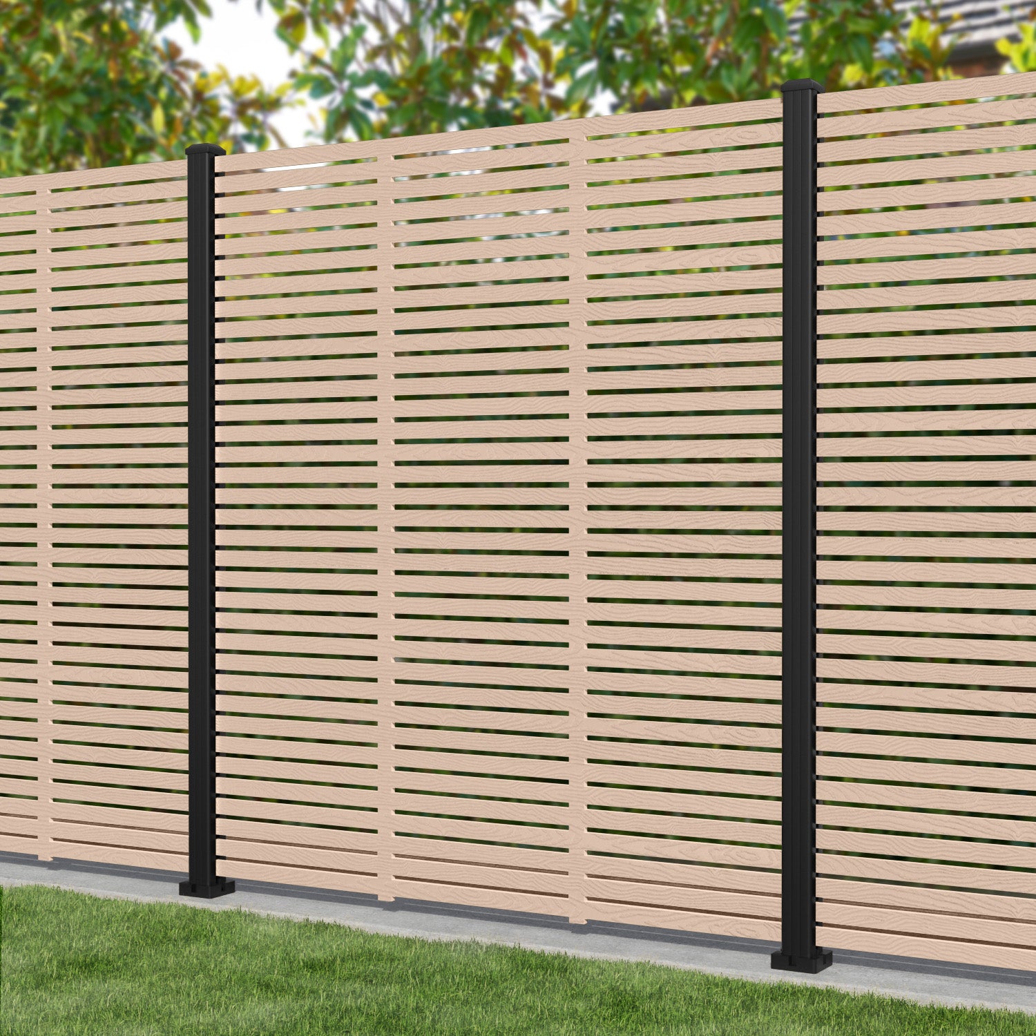 Durable Aspen Composite Fence Panel with Aluminum Posts - Weather-Resistant Privacy Fencing for Backyard, Garden, and Pool Areas