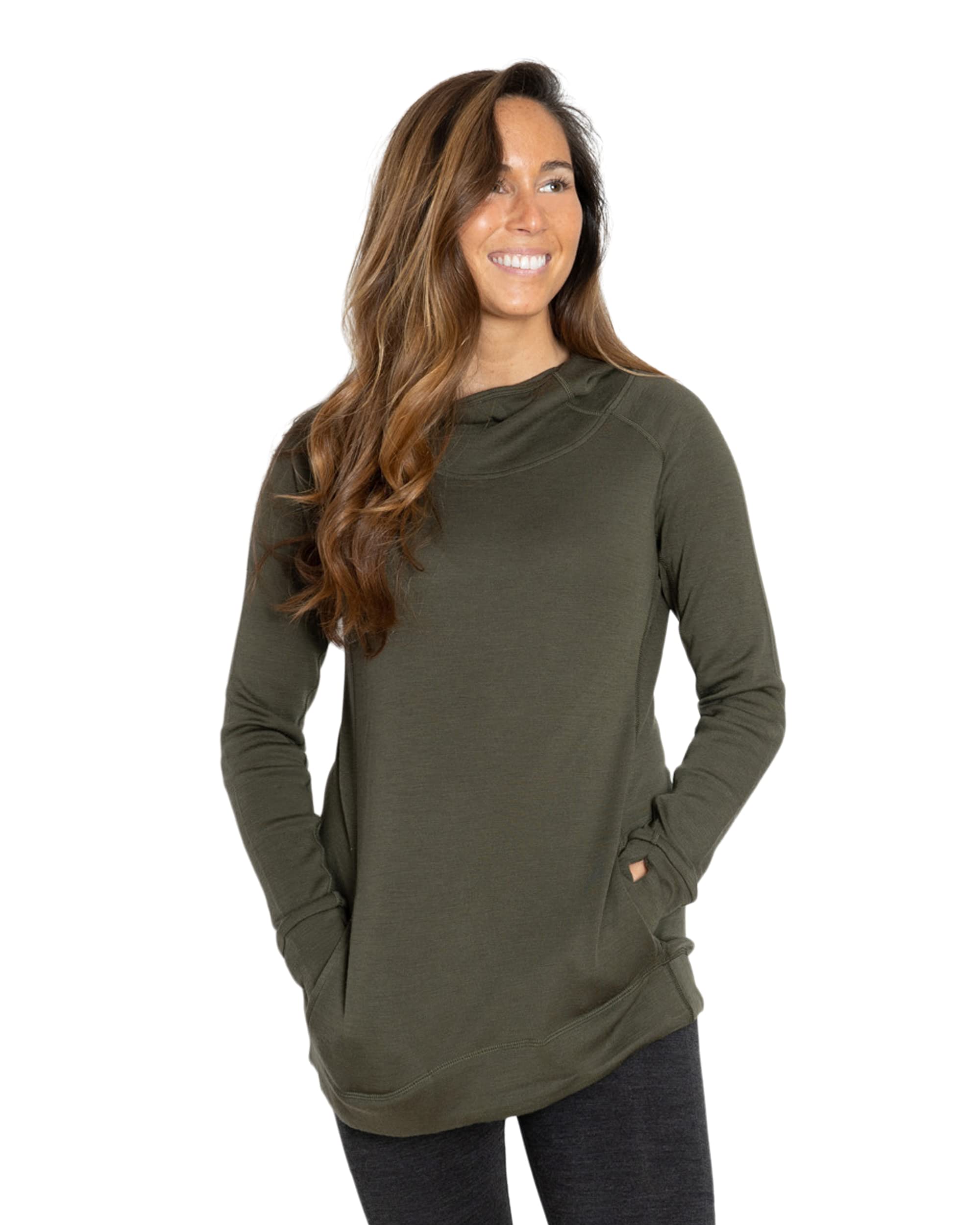 Woolly Clothing Co. Women's Merino Wool Pullover Hoodie - Mid Weight Thermal Sweatshirt - Moisture Wicking, Breathable & Odor Resistant - Perfect for Hiking, Camping & Winter Outdoor Activities