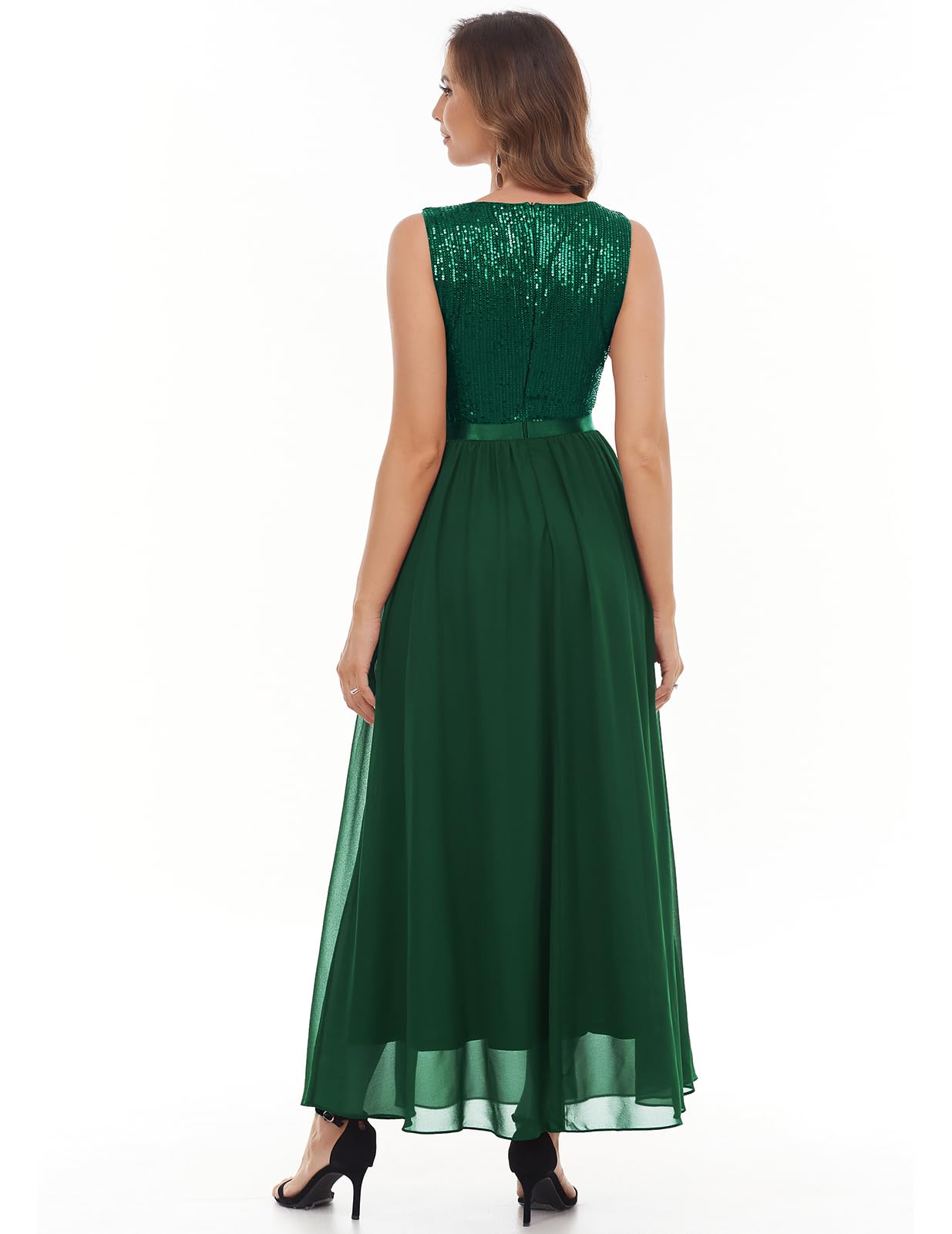 Bbonlinedress Glitter Sequins Evening Gown - Elegant Flowy Formal Dress for Wedding Guest, Mother of The Bride | Perfect for Prom, Cocktail Parties & Special Occasions