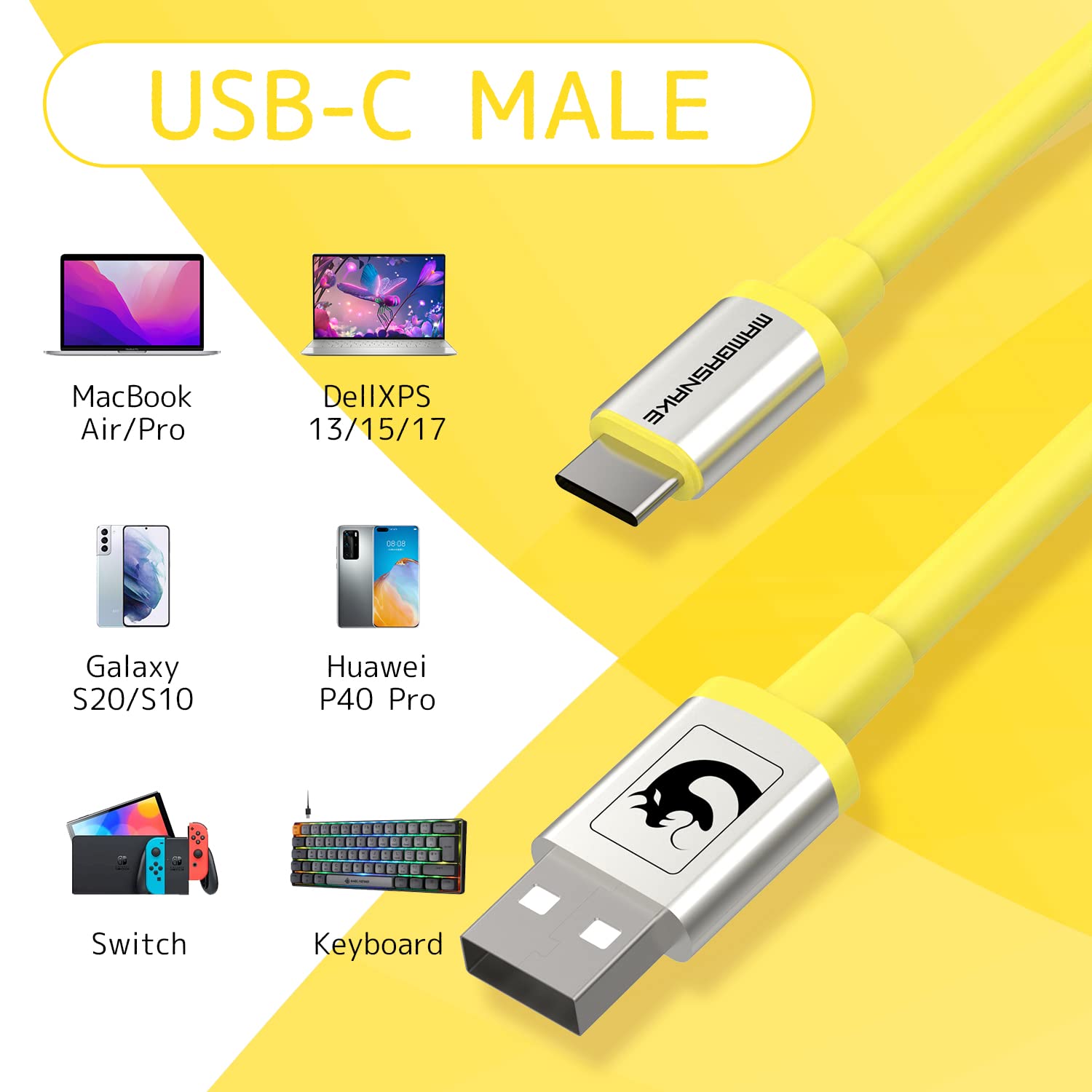 Custom Coiled USB-C Keyboard Cable - Gold Aviator Connector for Gaming & Office