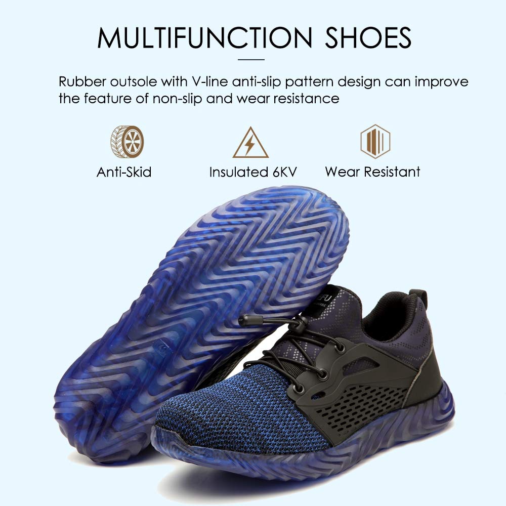 Men's Steel Toe Safety Work Shoes - Slip Resistant, Lightweight Industrial Construction Sneakers for Outdoor & Athletic Use - Perfect for Construction Workers, Warehouse Laborers, and Heavy-Duty Jobs
