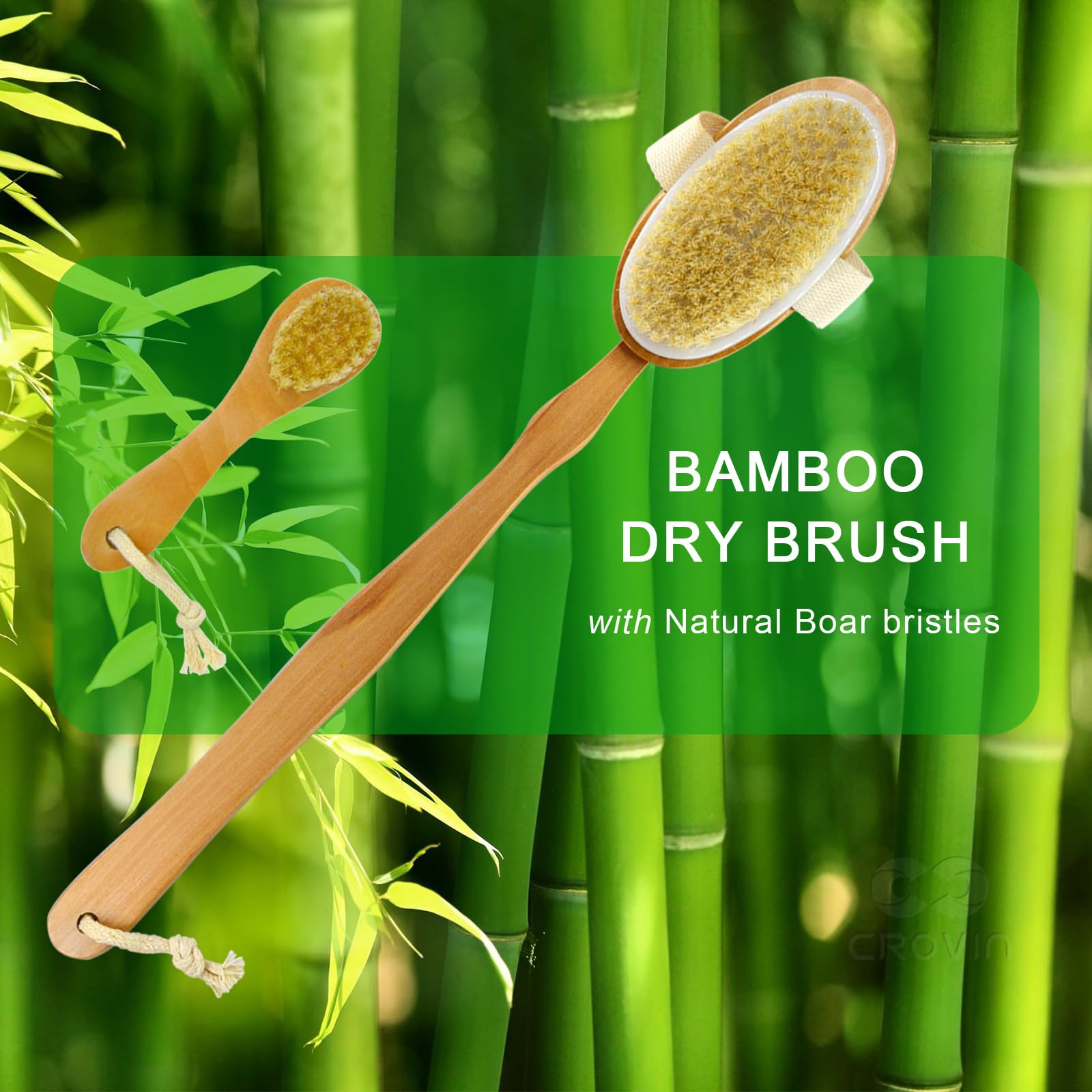 Natural Boar Bristle Dry Body Brush for Exfoliation & Cellulite - Spa Quality Bath Brush Set with Loofah, Face Brush & Pumice Stone - Perfect for Dry Brushing, Shower Exfoliation & Self-Care Routine (5-Piece Set)