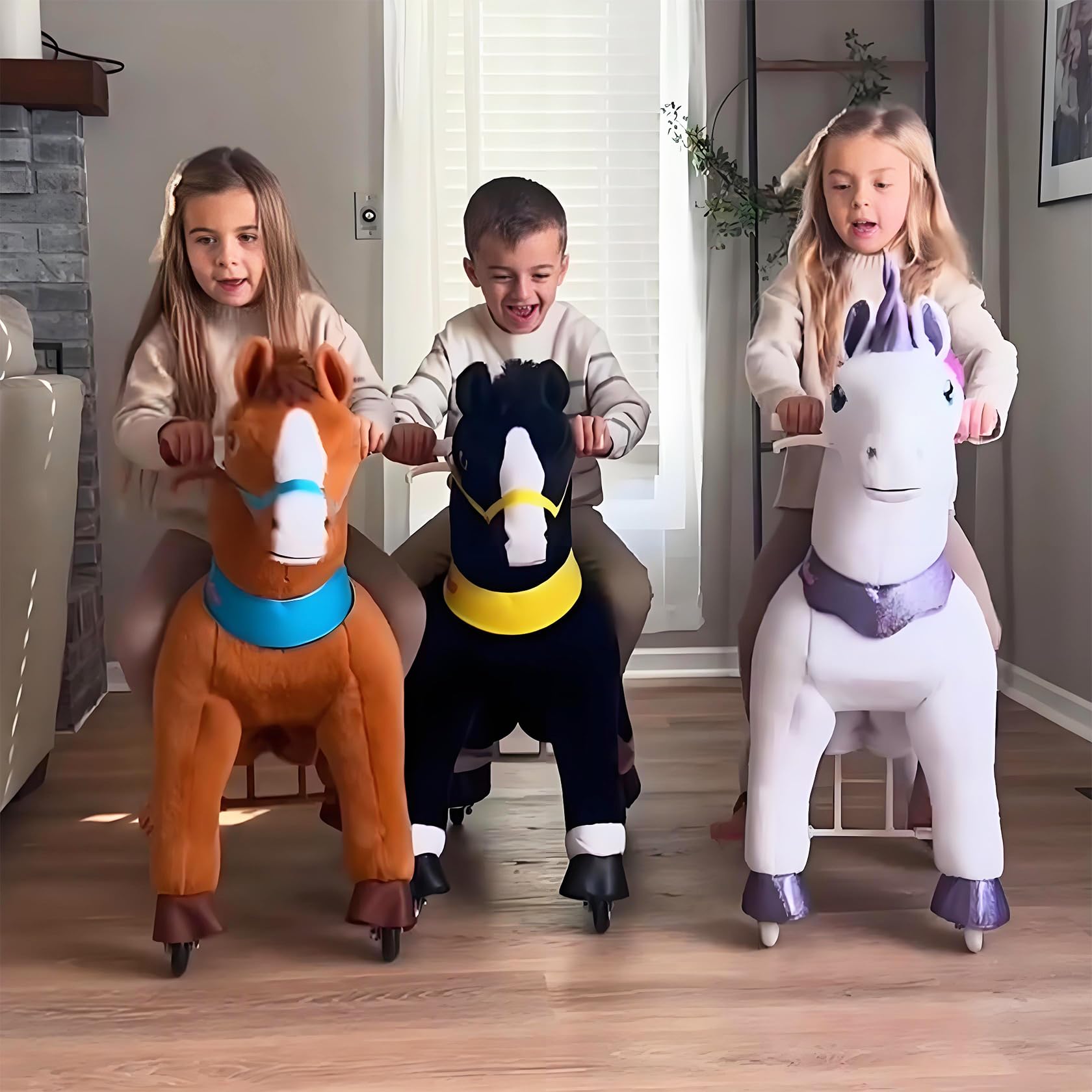 Pony Cycle Ride-On Rocking Horse Toy for Kids Age 4-8 | No Battery Needed | Plush Brown Animal Riding Toy (Model E437) - Perfect for Indoor Play, Outdoor Adventures & Imaginative Playtime