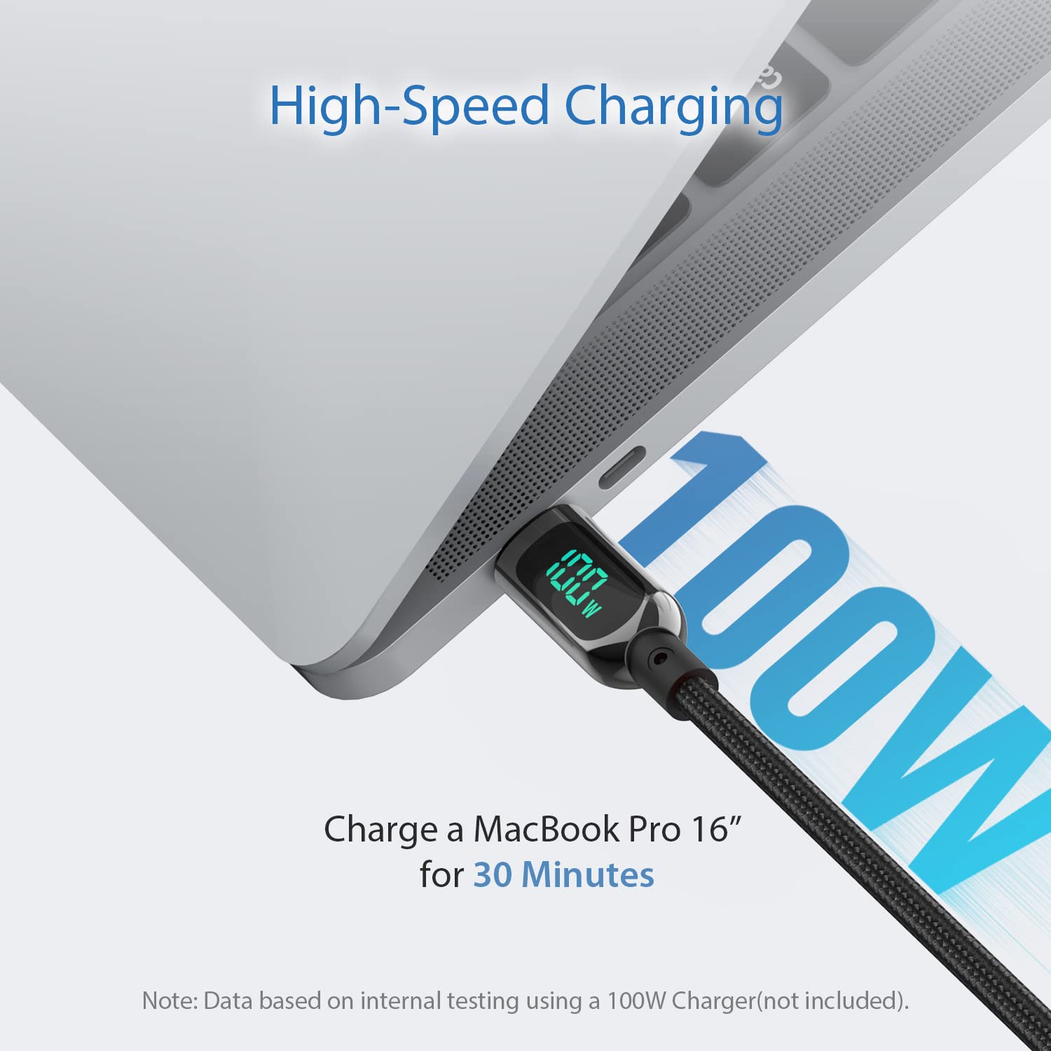 SOOPII 100W USB C to USB C Fast Charging Cable [4ft, 2-Pack] - Nylon Braided with LED Display - Compatible with iPhone 15/15 Pro/15 Plus, iPad Air, MacBook Pro, Galaxy S24/S23 - Perfect for Home, Office & Travel (Black)
