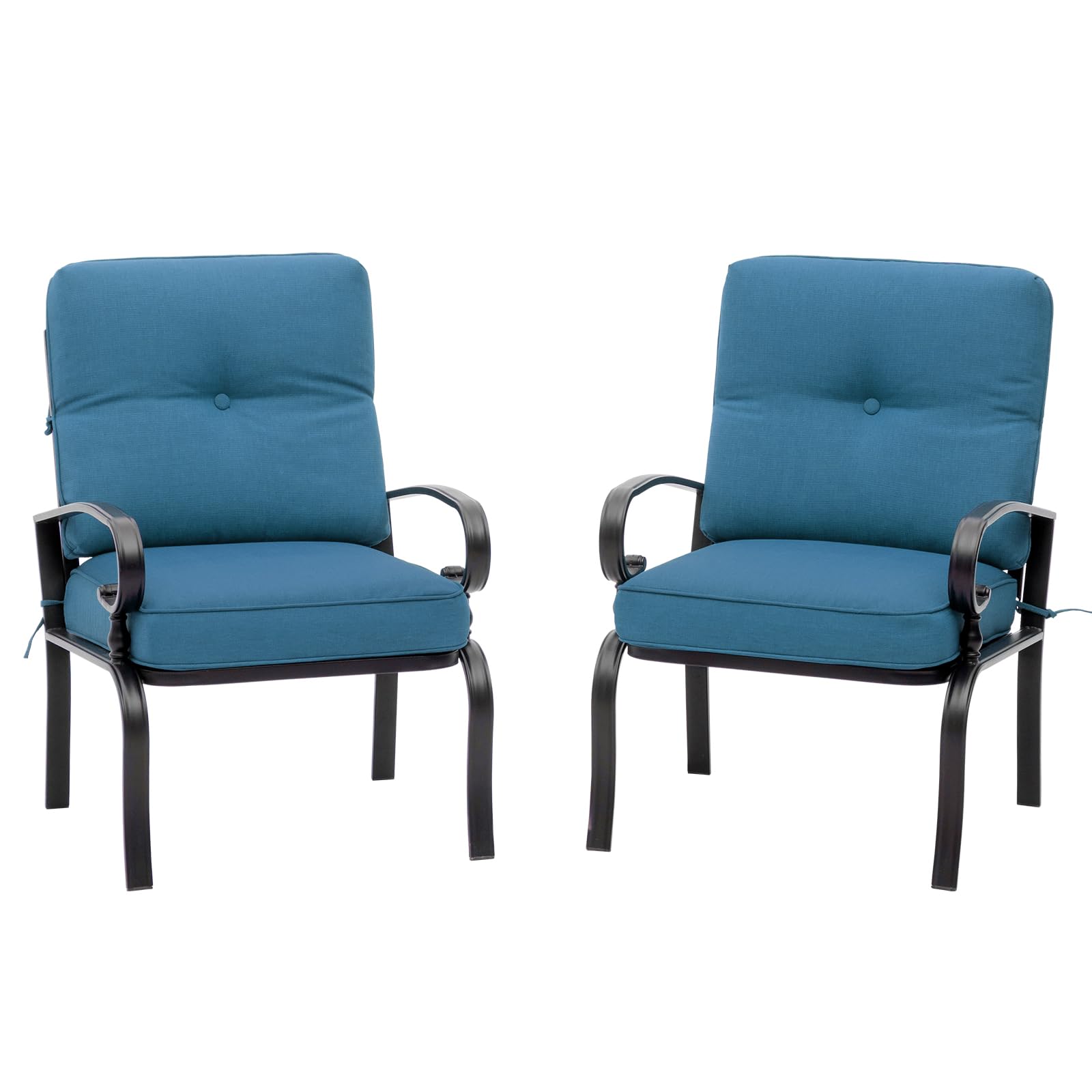 2-Piece Outdoor Patio Bistro Chair Set - All-Weather Metal Garden Dining Furniture in Peacock Blue - Perfect for Backyard, Balcony, and Poolside Relaxation